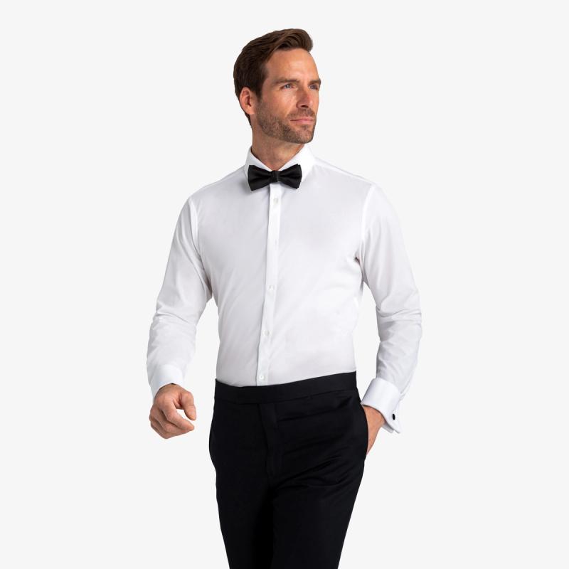 White Subtle Sheen Tuxedo Premium Giza Shirt – The Foomer