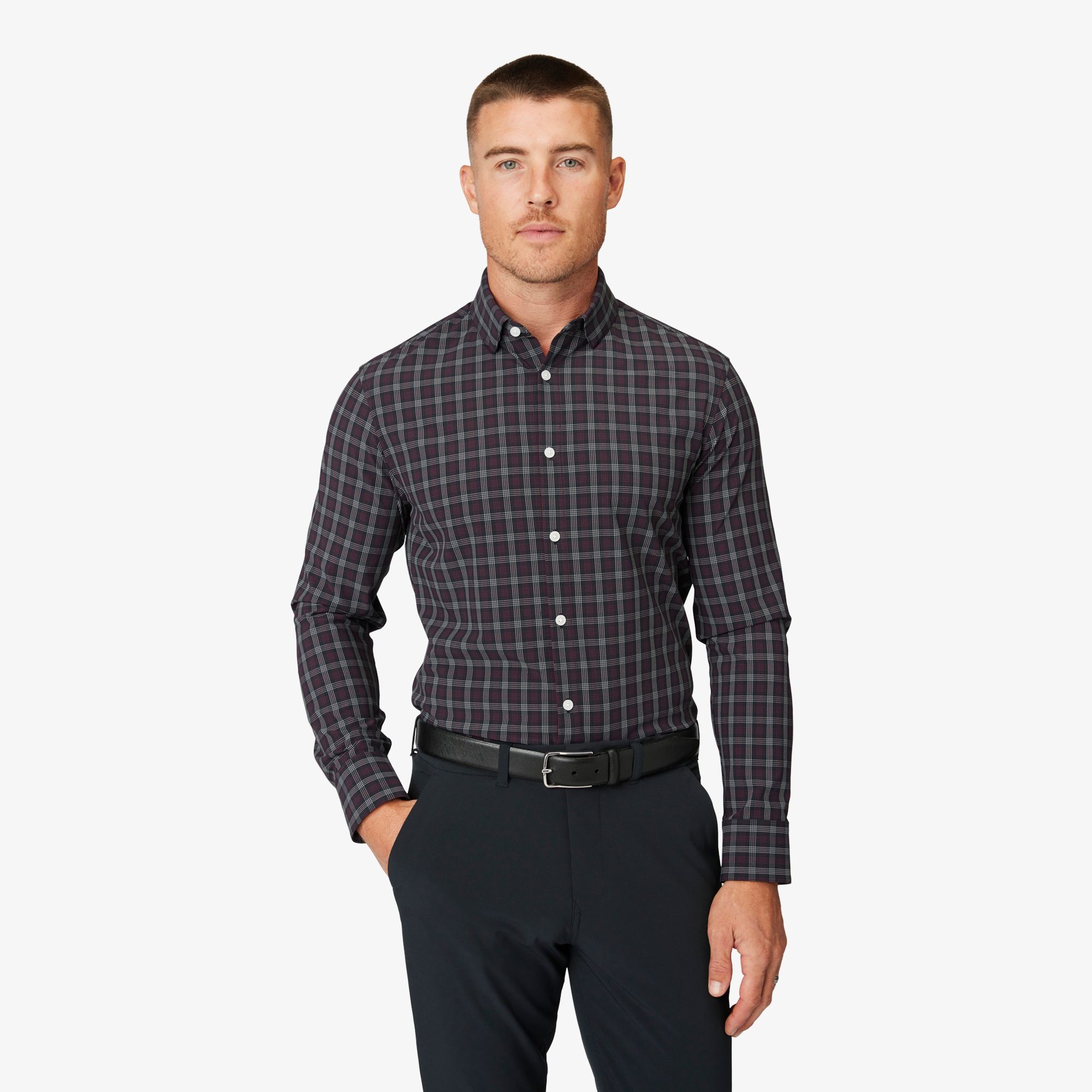 Leeward Dress Shirt - Black Dallas Plaid - Mizzen+Main