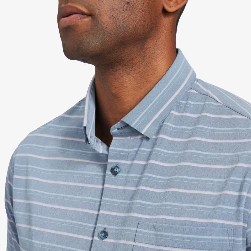 Chambray Horizontal Stripe Dress Shirt - Mizzen+Main