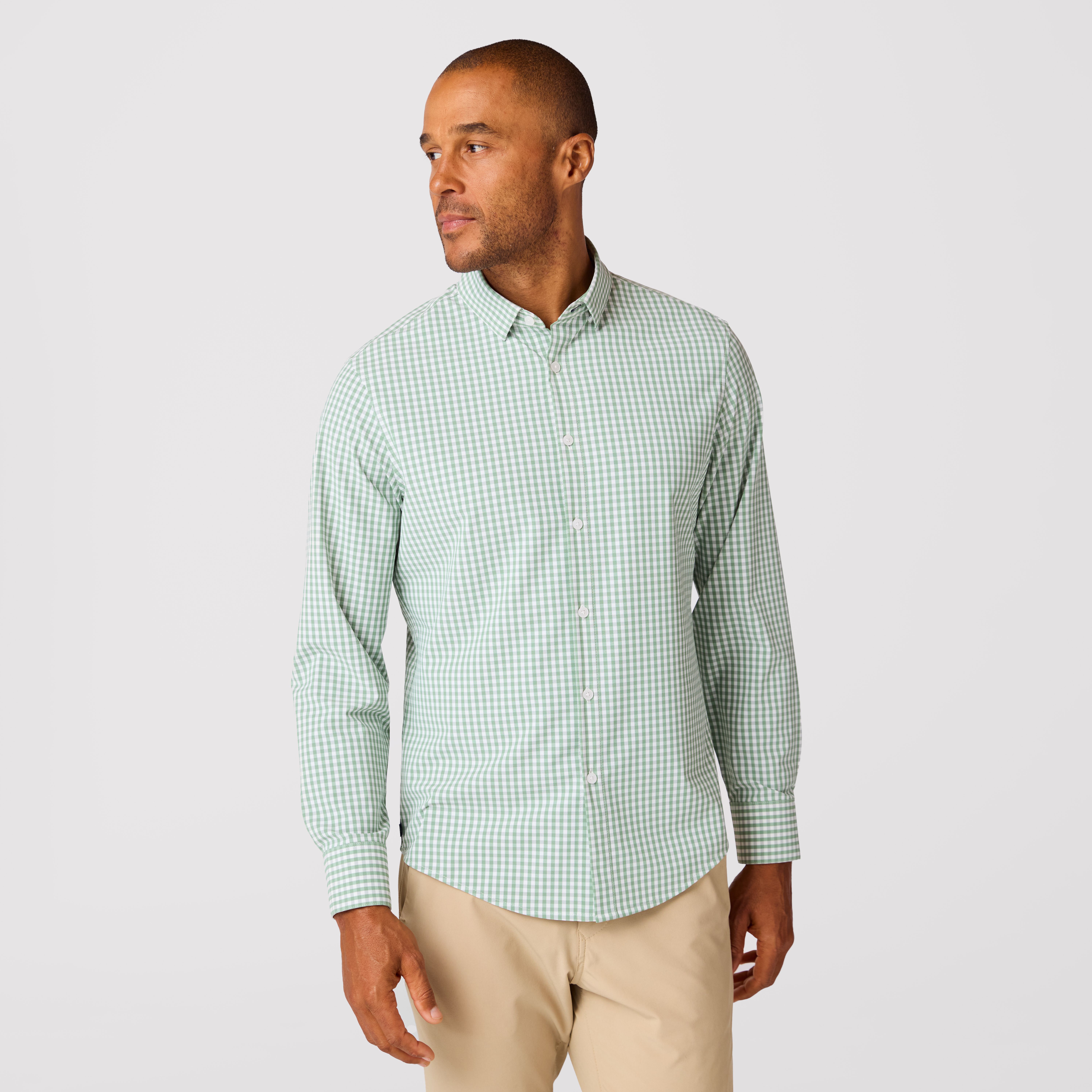 MHL. Gingham check long sleeve shirt, 100% cotton, white x