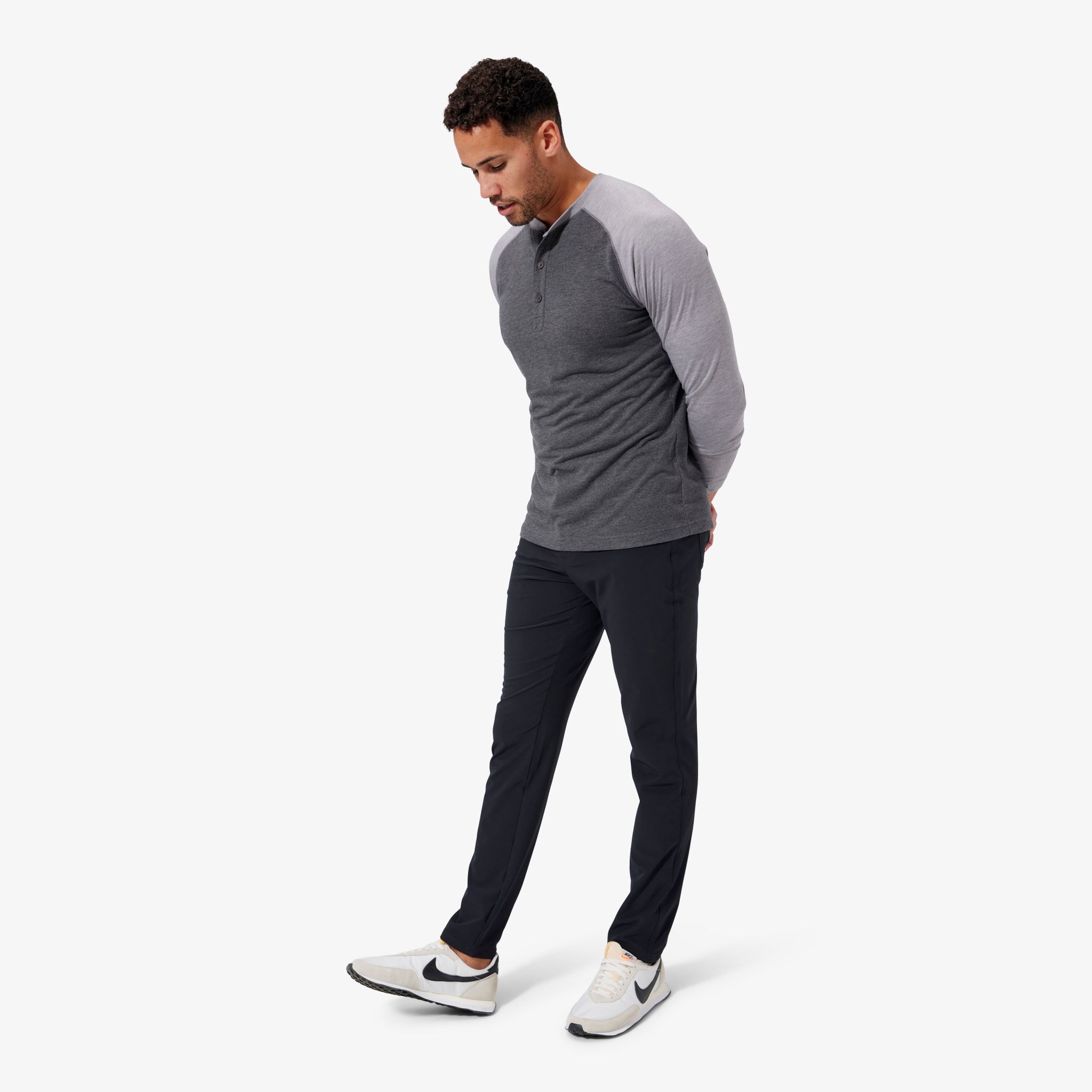 EasyKnit Henley - Magnet Heather Colorblock - Mizzen+Main