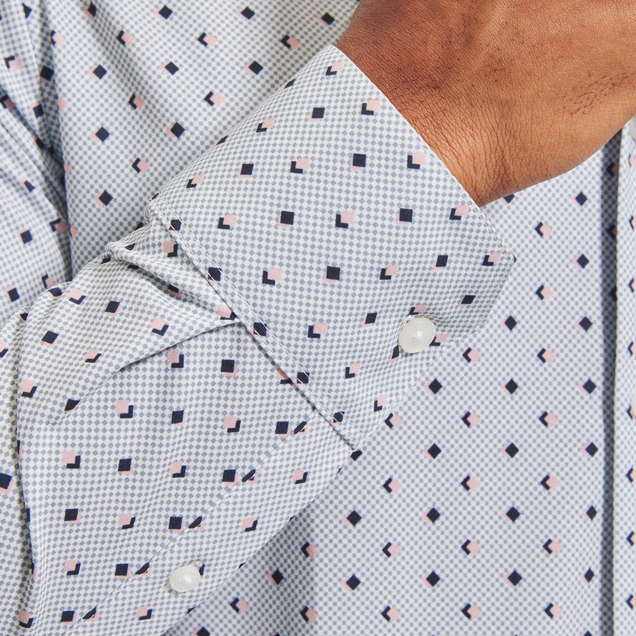 Leeward Dress Shirt - Pink Gray Diamond Print