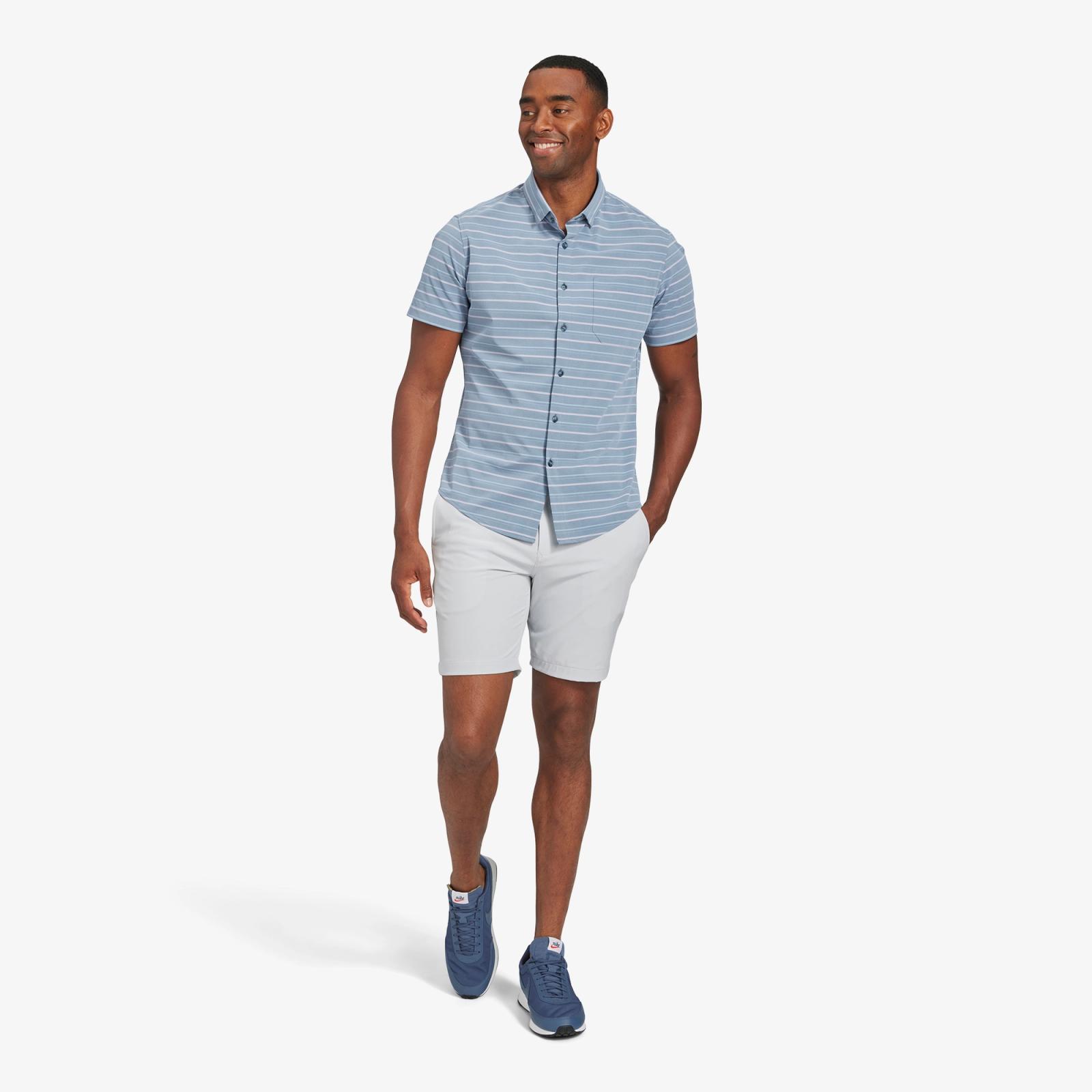 Chambray Horizontal Stripe Dress Shirt Mizzen+Main