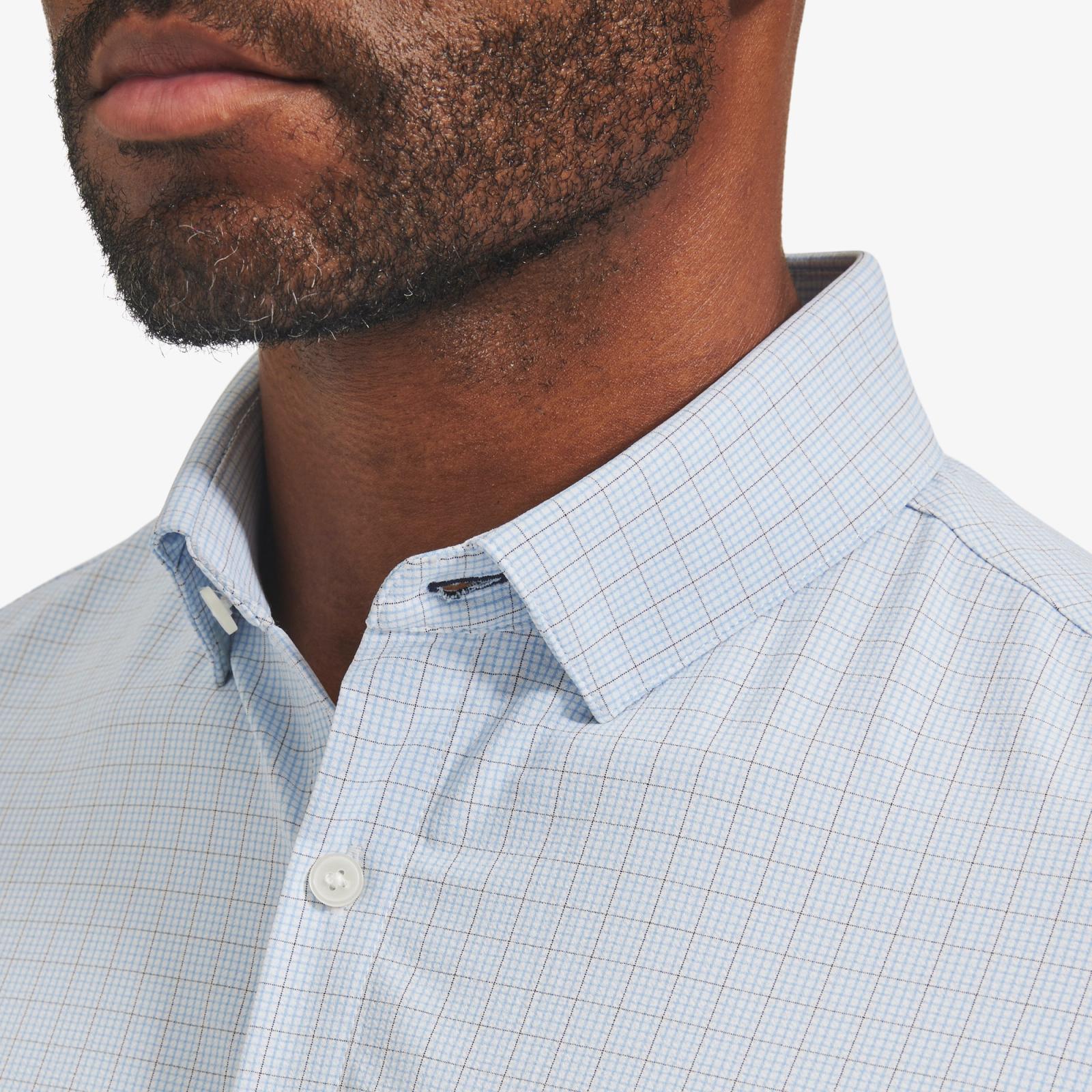 Light Blue Mini Plaid Leeward Dress Shirt - Mizzen+Main