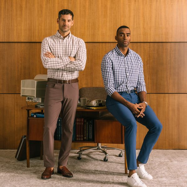 A model, wearing Mizzen+Main clothing.