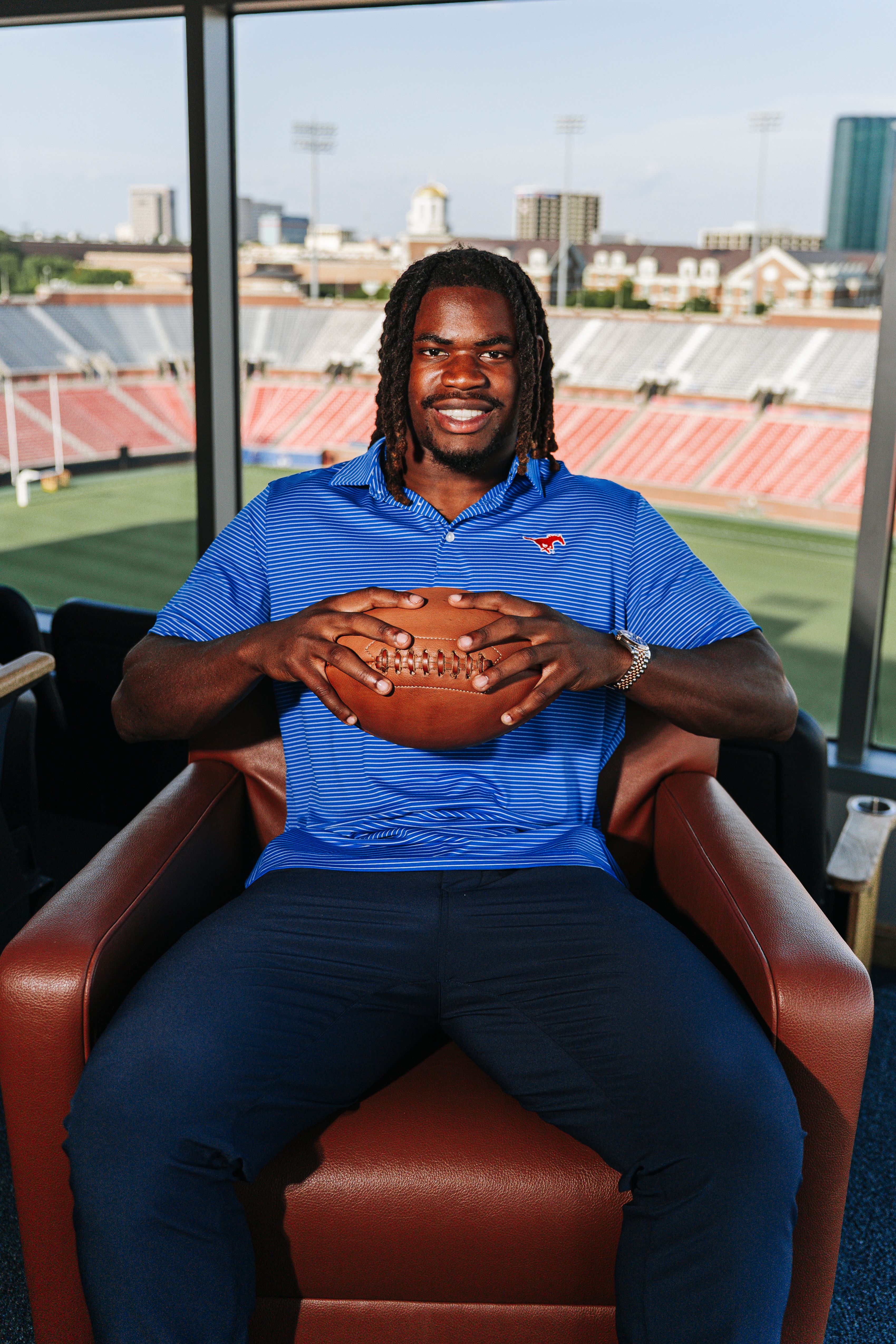 SMU Versa Polo Blue Alternating Stripe