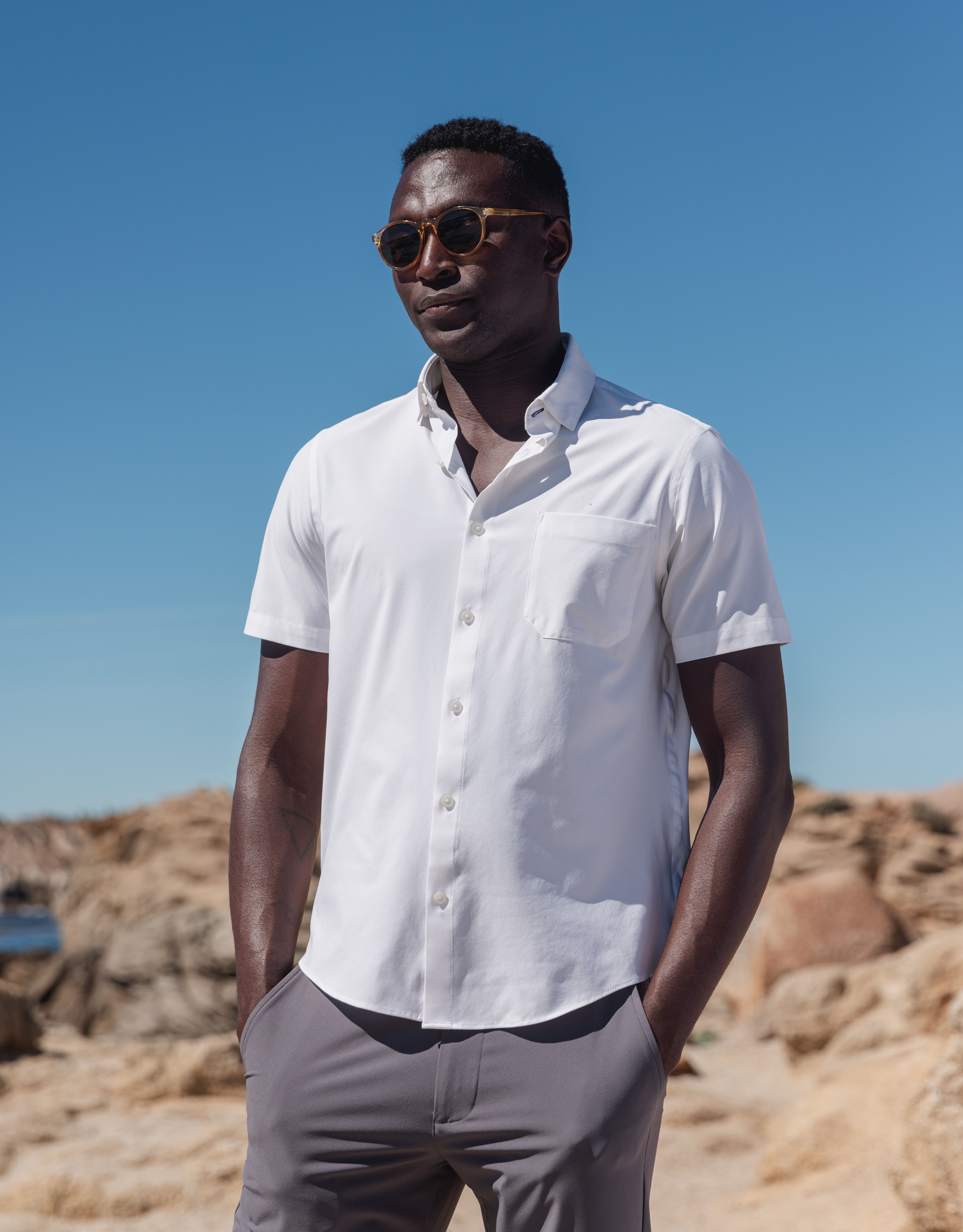 White button down polo hot sale shirt