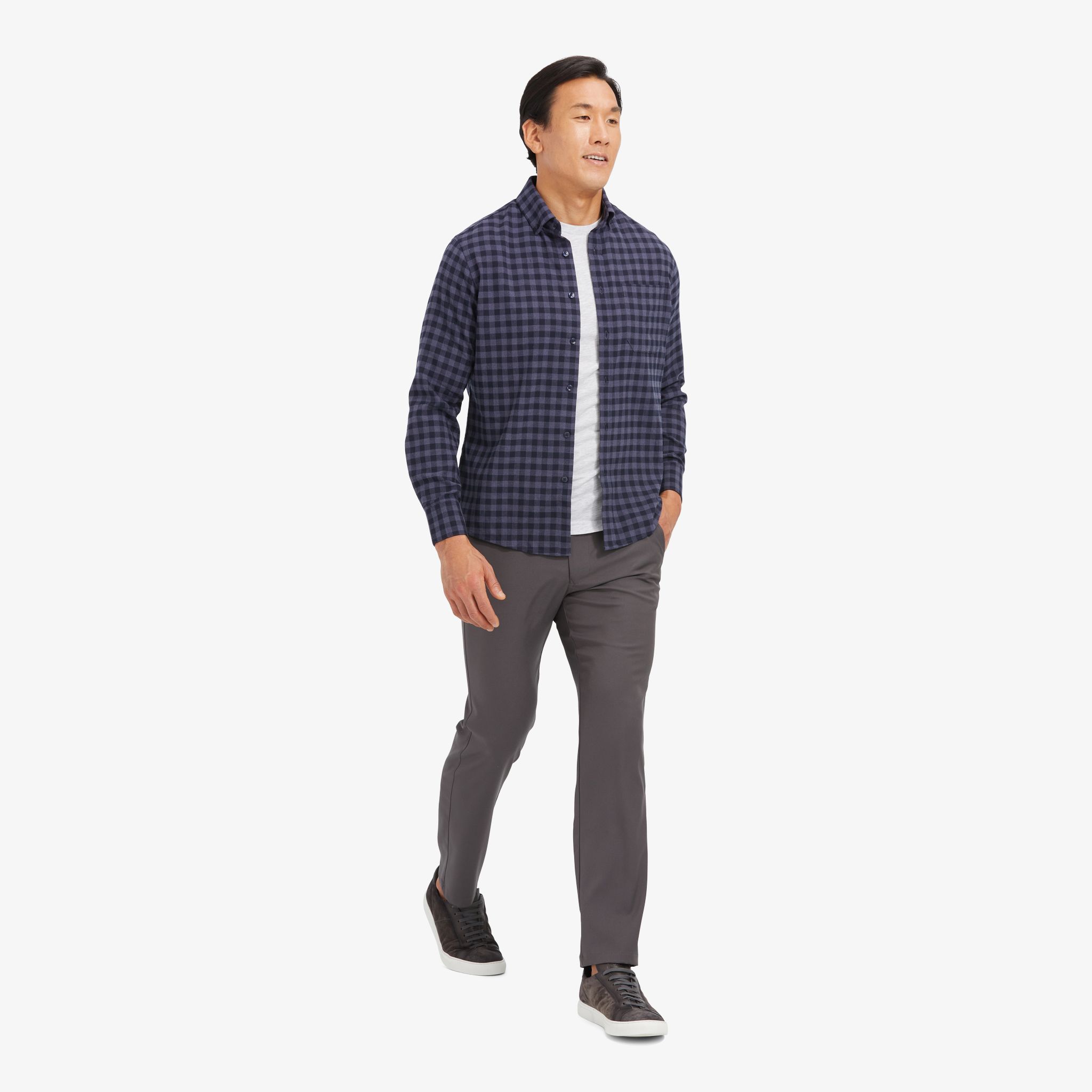 City Flannel - Navy Gray Gingham Check