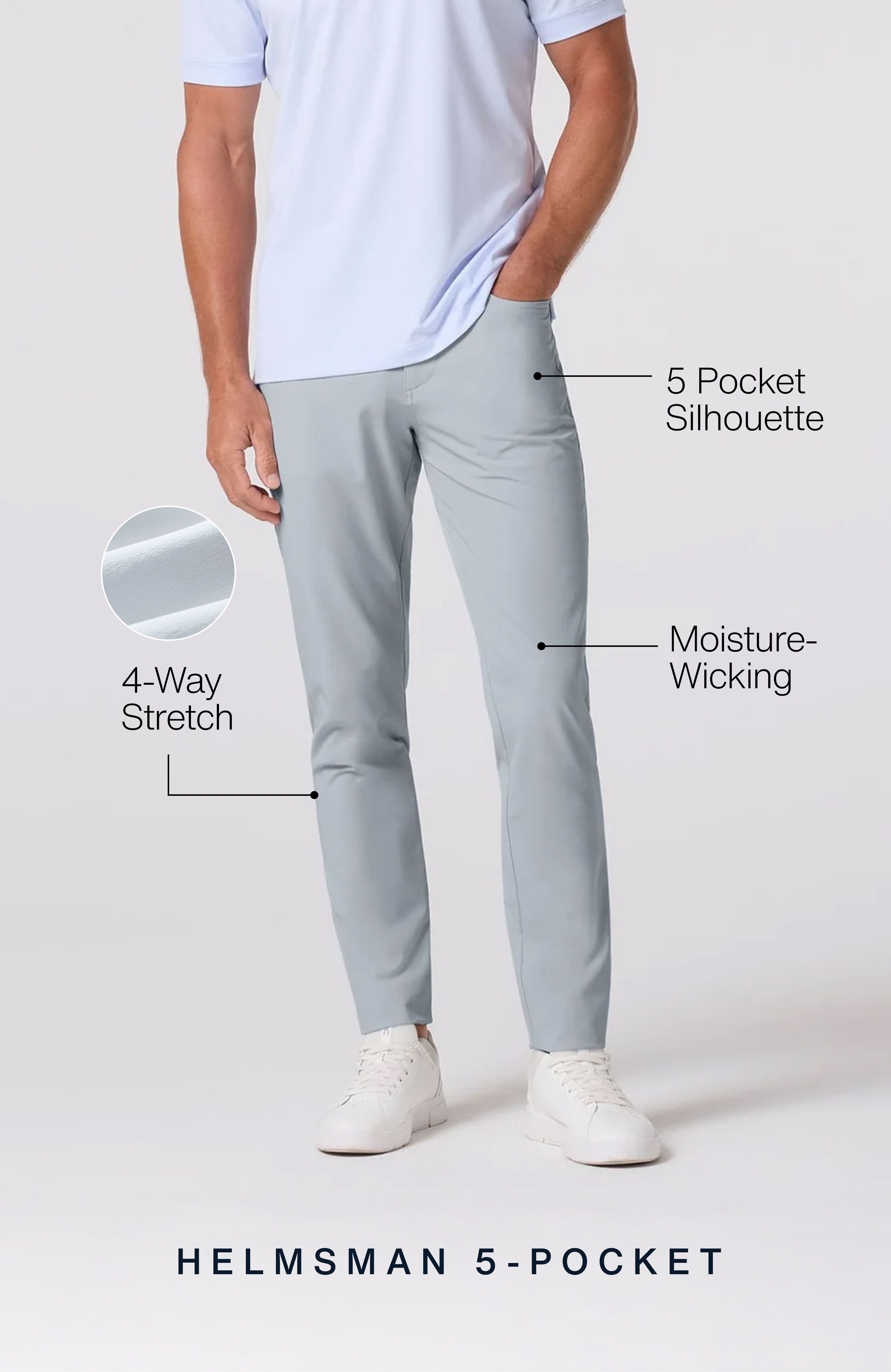 Helmsman 5 Pocket- 4 way stretch, 5 pocket silhouette, Moisture wicking