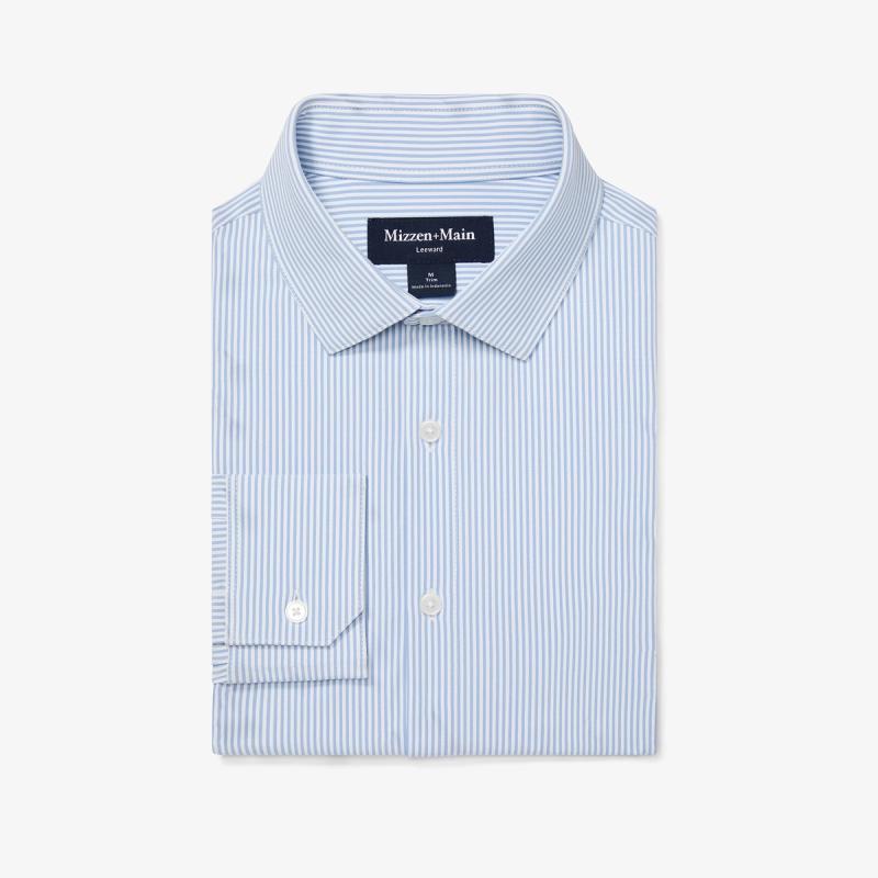 Bel Air Blue Banker Stripe Leeward Dress Shirt - Mizzen+Main