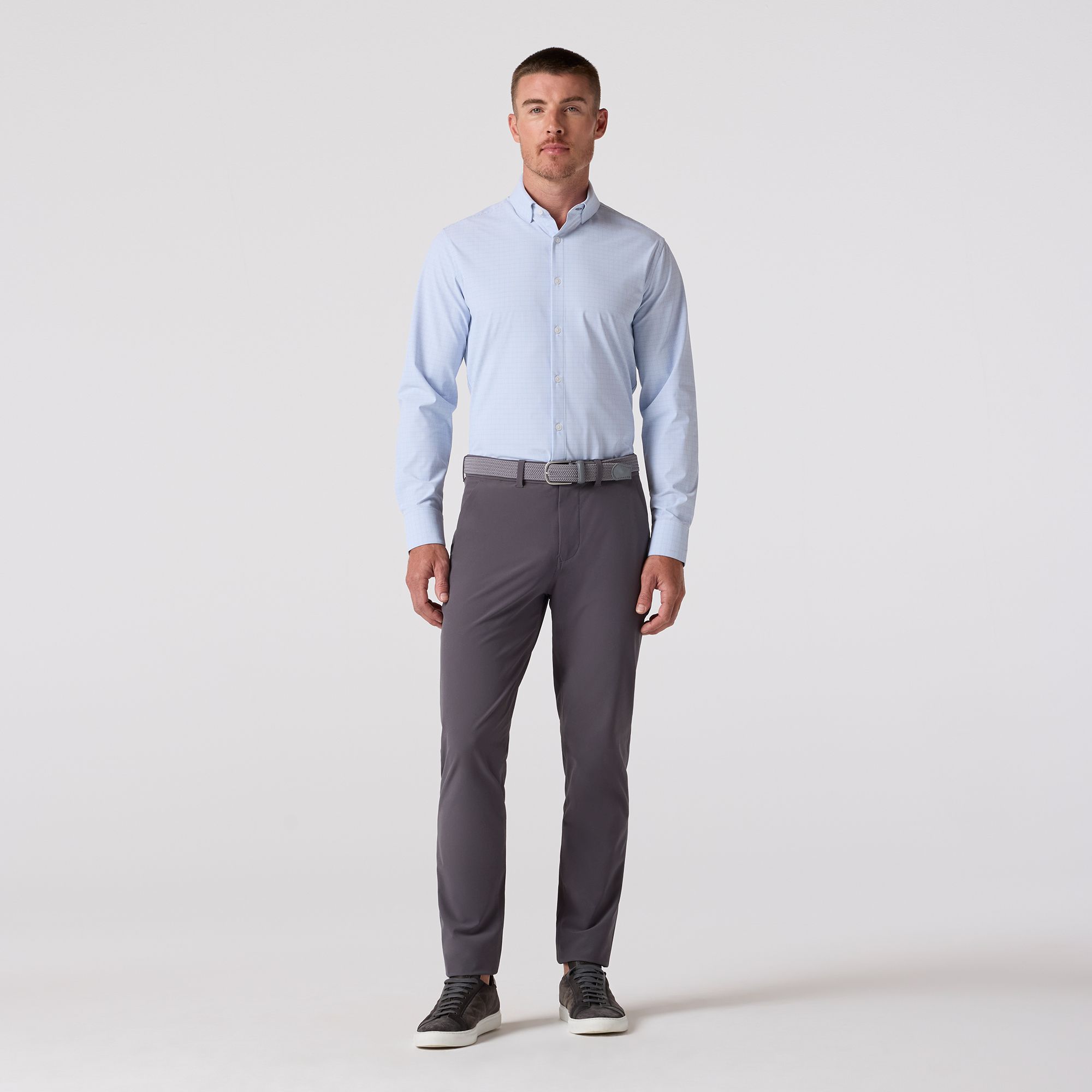 Light Blue Mini Plaid Leeward Dress Shirt - Mizzen+Main