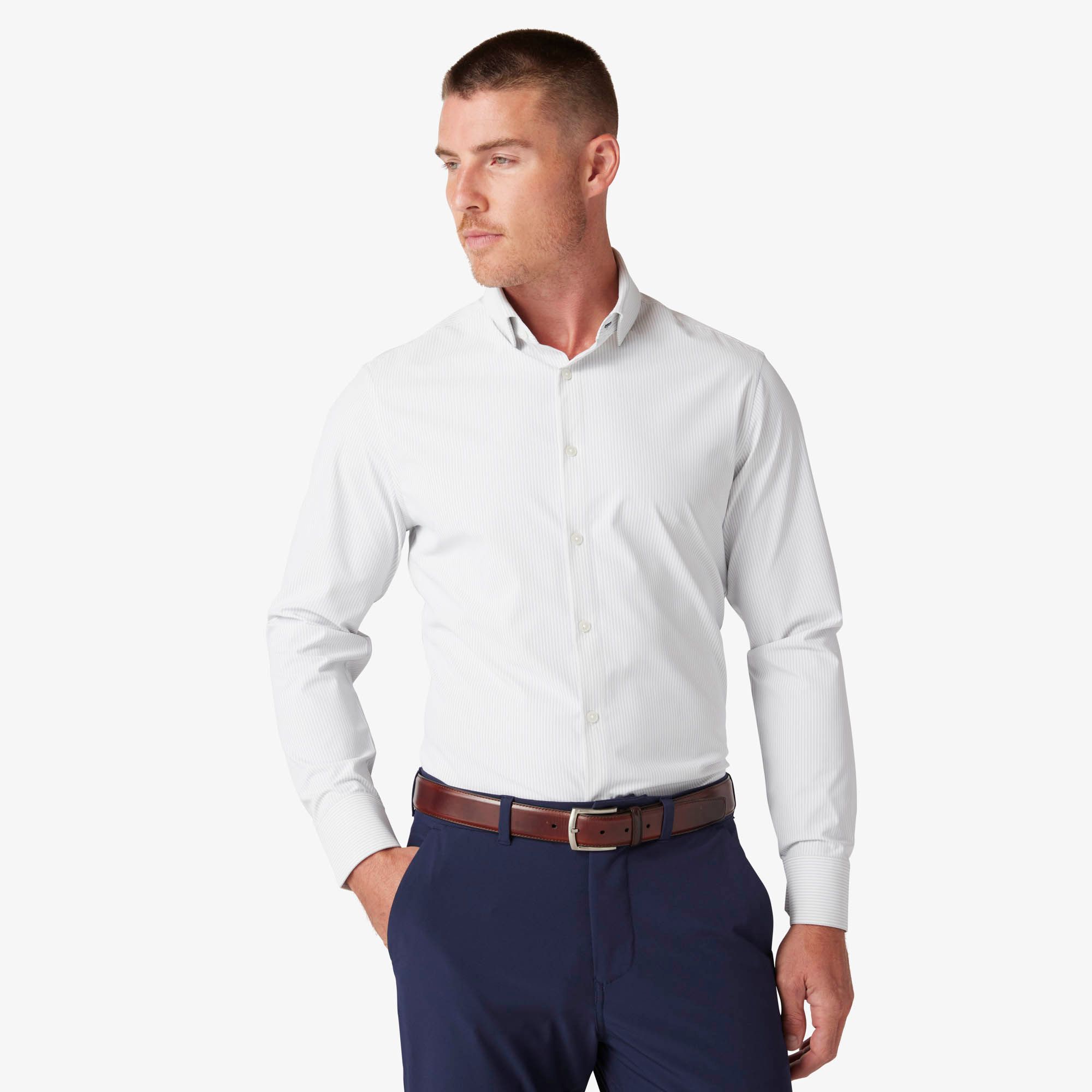 Leeward Dress Shirt - Silver Banker Stripe