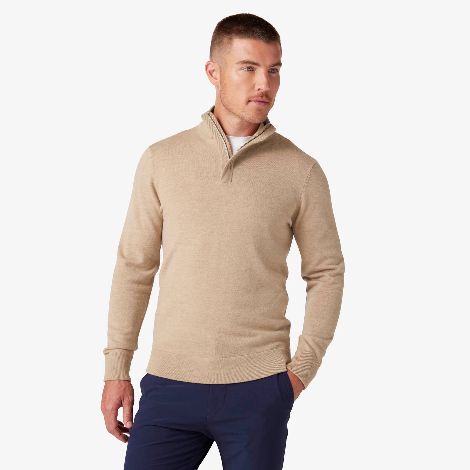 Sand Heather Preston Quarter Zip Mizzen+Main