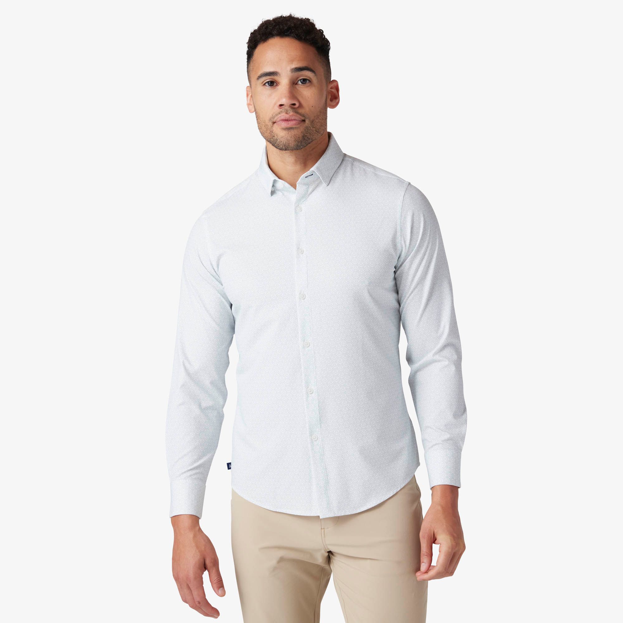 Leeward No Tuck Dress Shirt - White Mosaic Tile