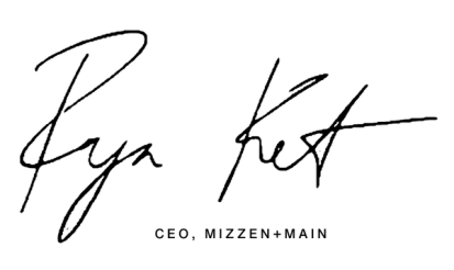 Ryan Kent signature — CEO, Mizzen+Main
