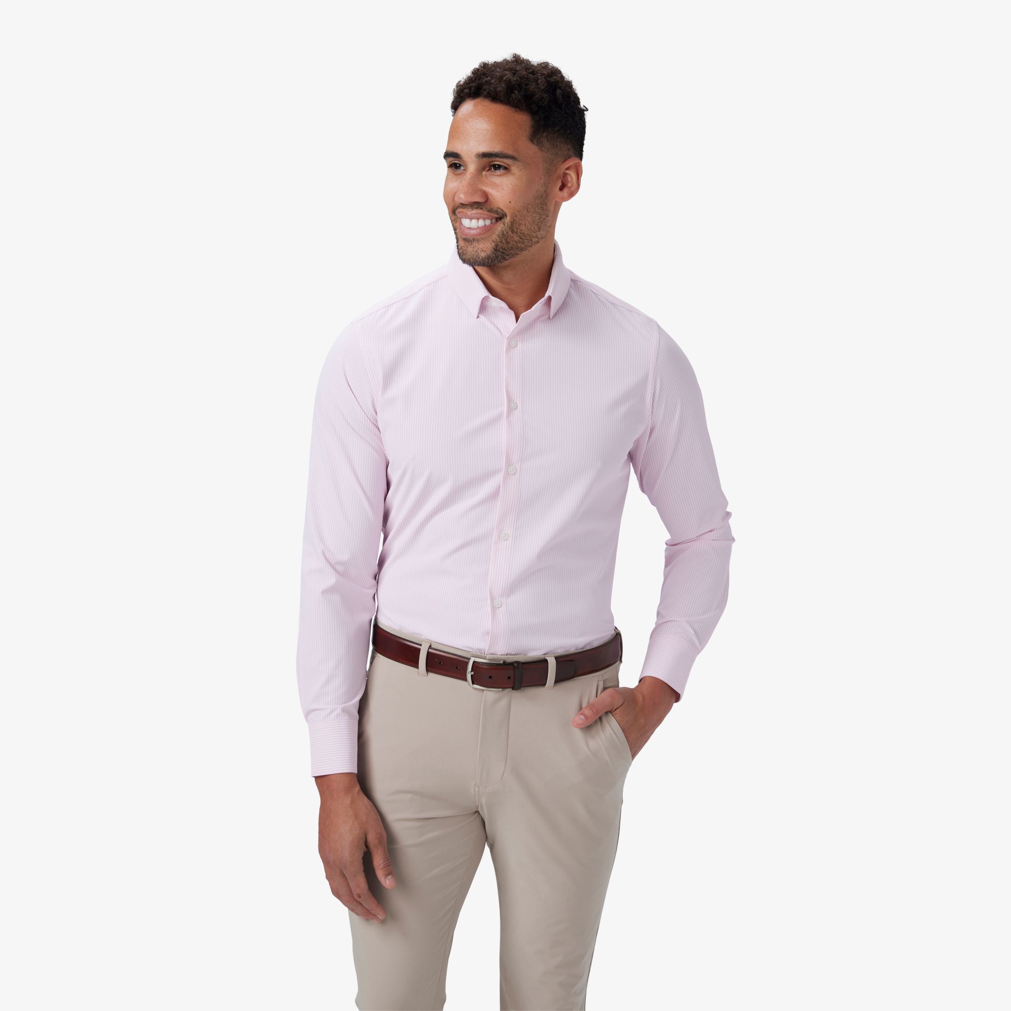 Leeward Dress Shirt - Rose Banker Stripe