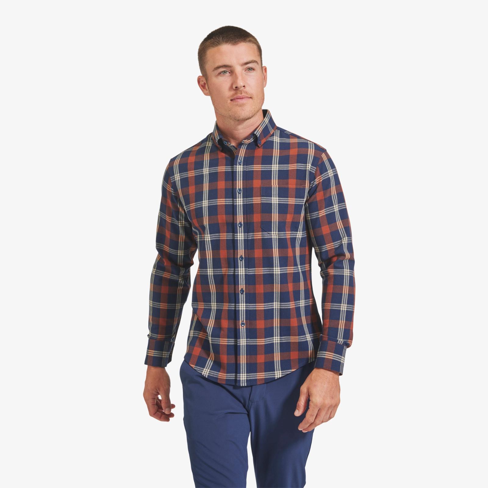 Rust Tan Large Multi Plaid City Flannel - Mizzen+Main
