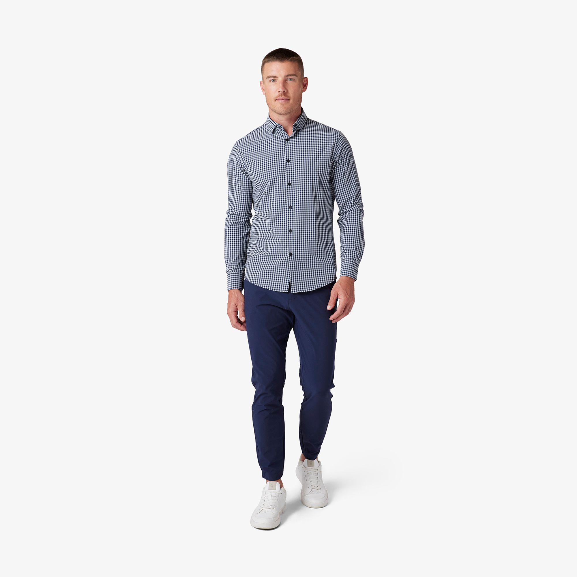 Leeward No Tuck Dress Shirt - Aluminum Gingham - Mizzen+Main