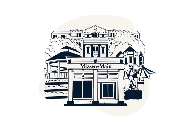 Illustration of the Mizzen+Main Southlake Town Square storefront