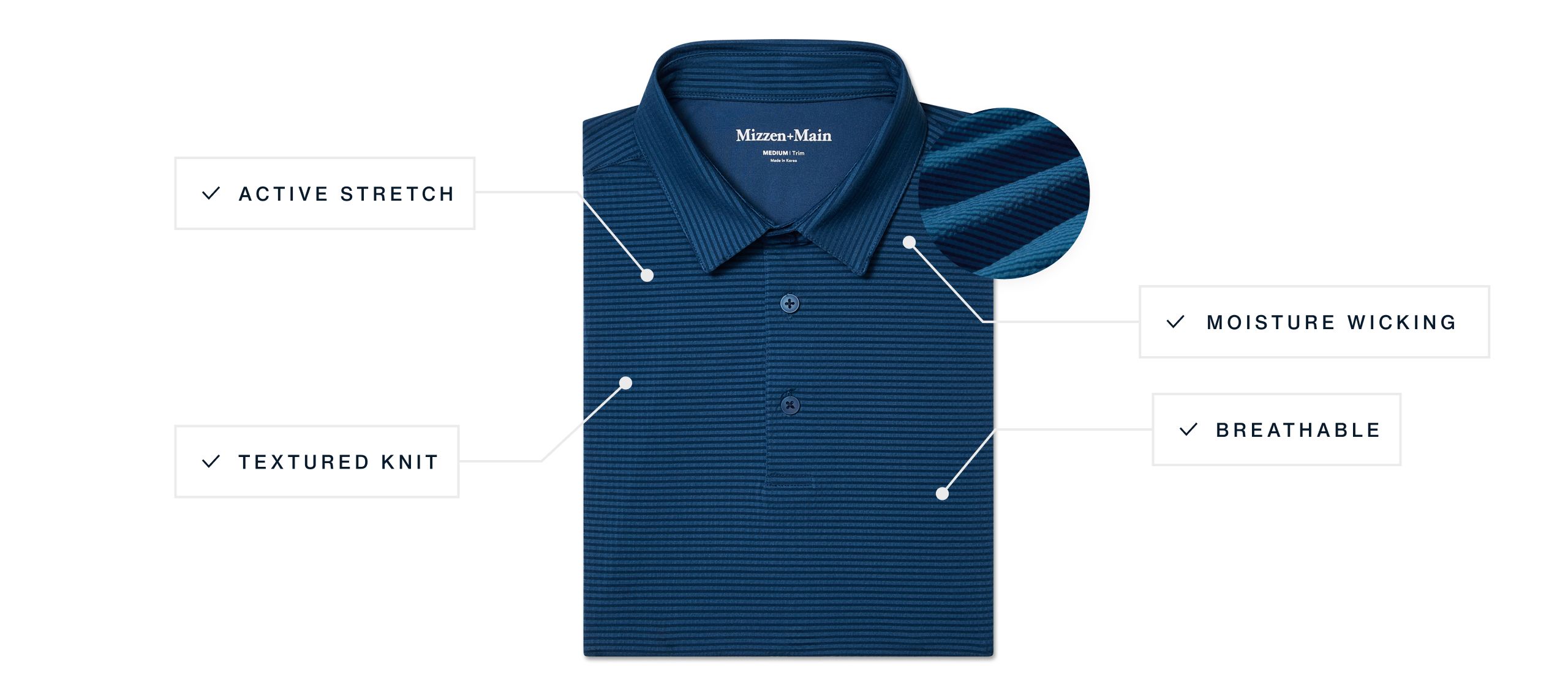 A flat lay of our Ashe The Copa Polo highlighting its features.