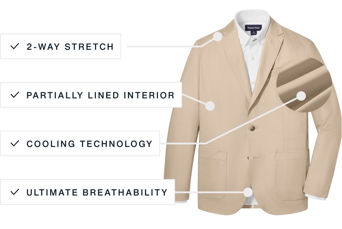 A flat lay of our Ashe The Prescott Blazer highlighting its features.