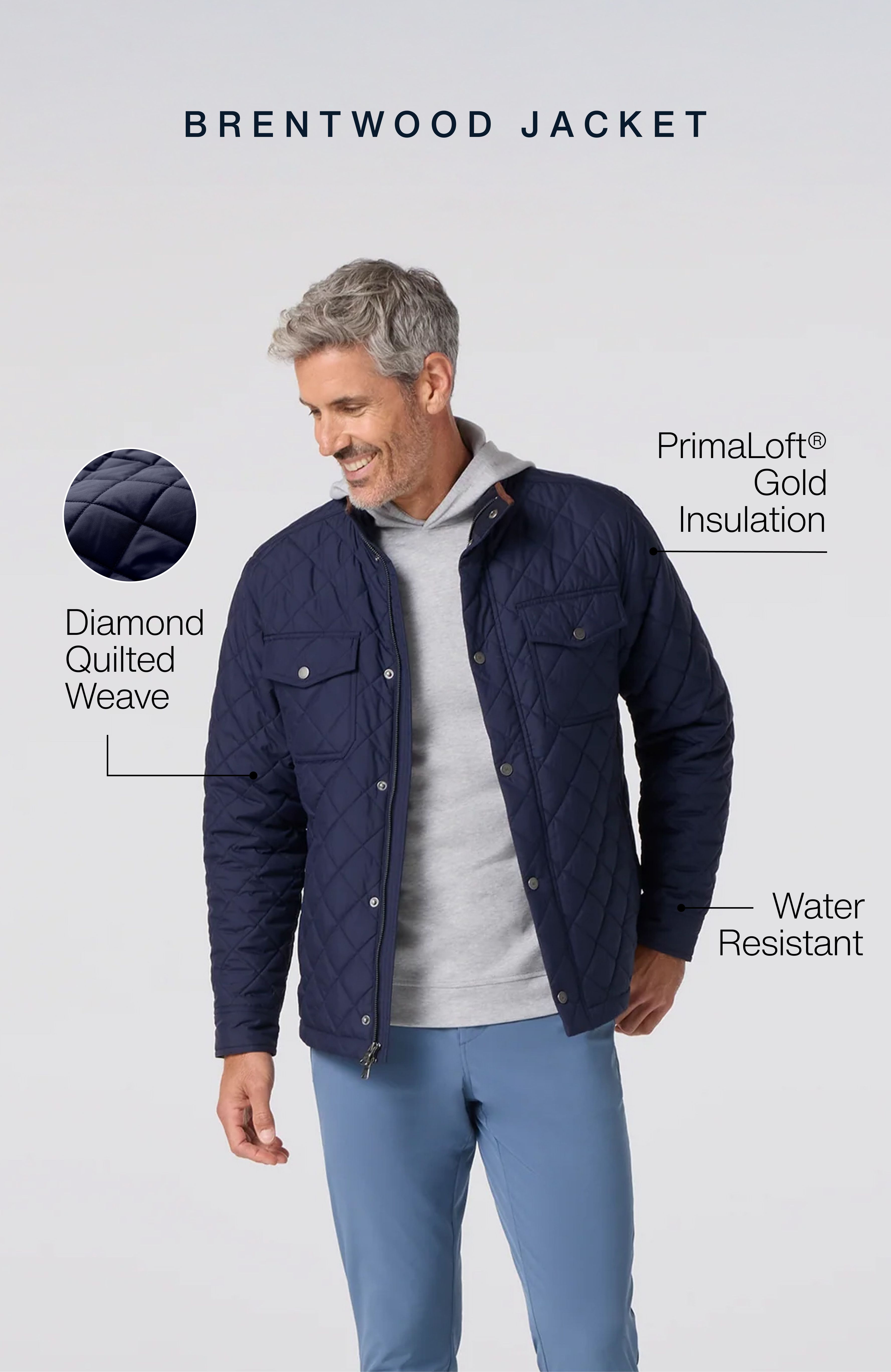 Brentwood Jacket- Diamond quilted weave, Primaloft® Gold insulation, Water resistant