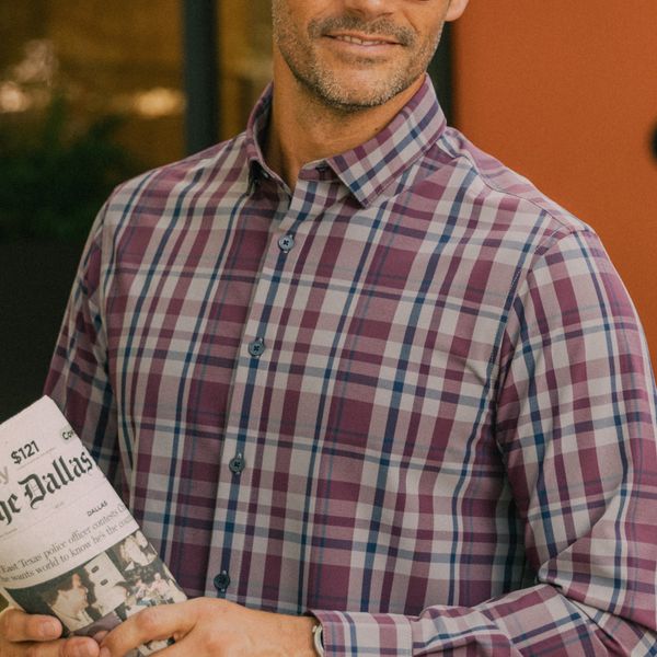 A model, wearing Mizzen+Main clothing.