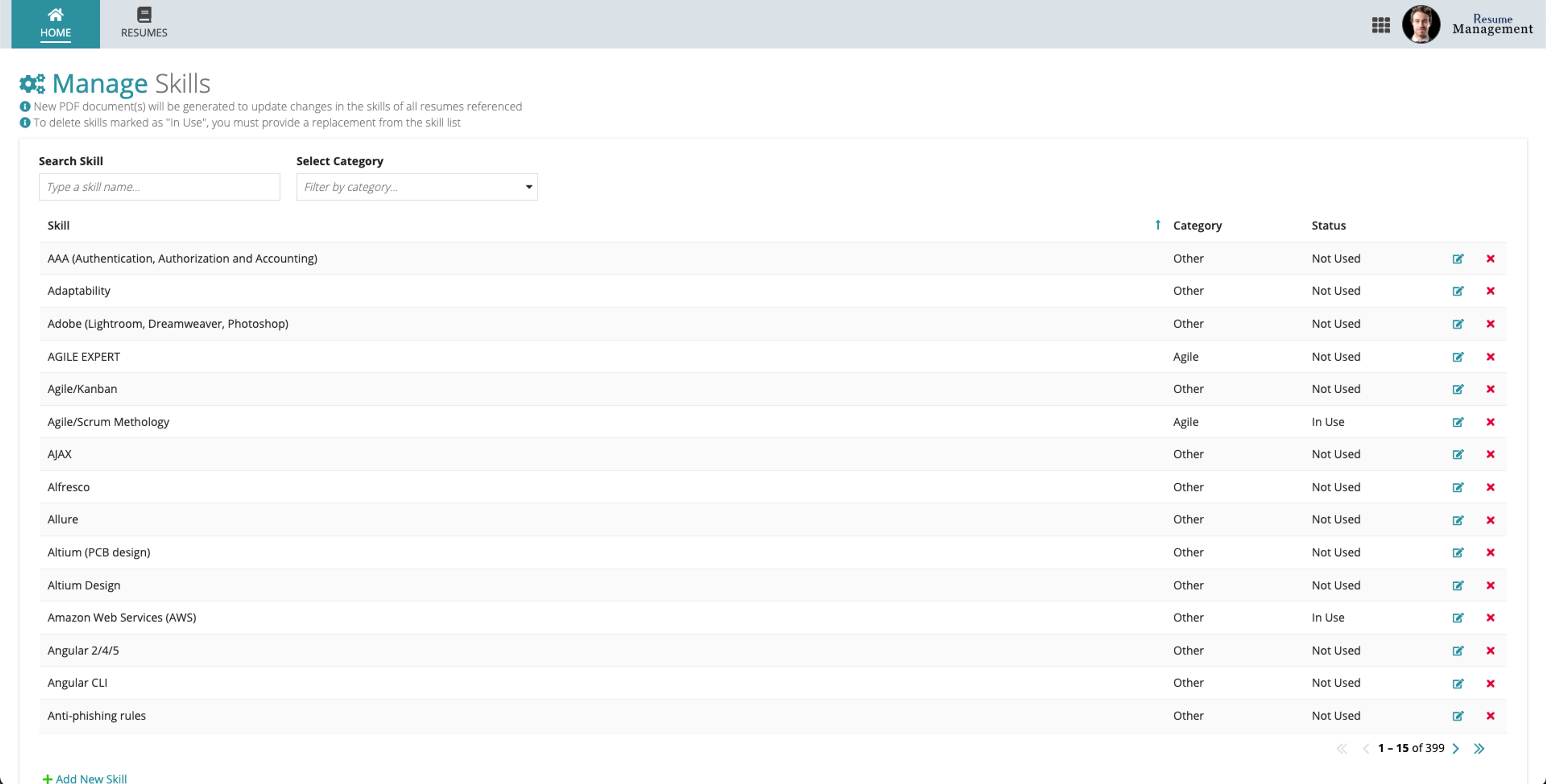 Resume Management System (RMS) screenshot 2