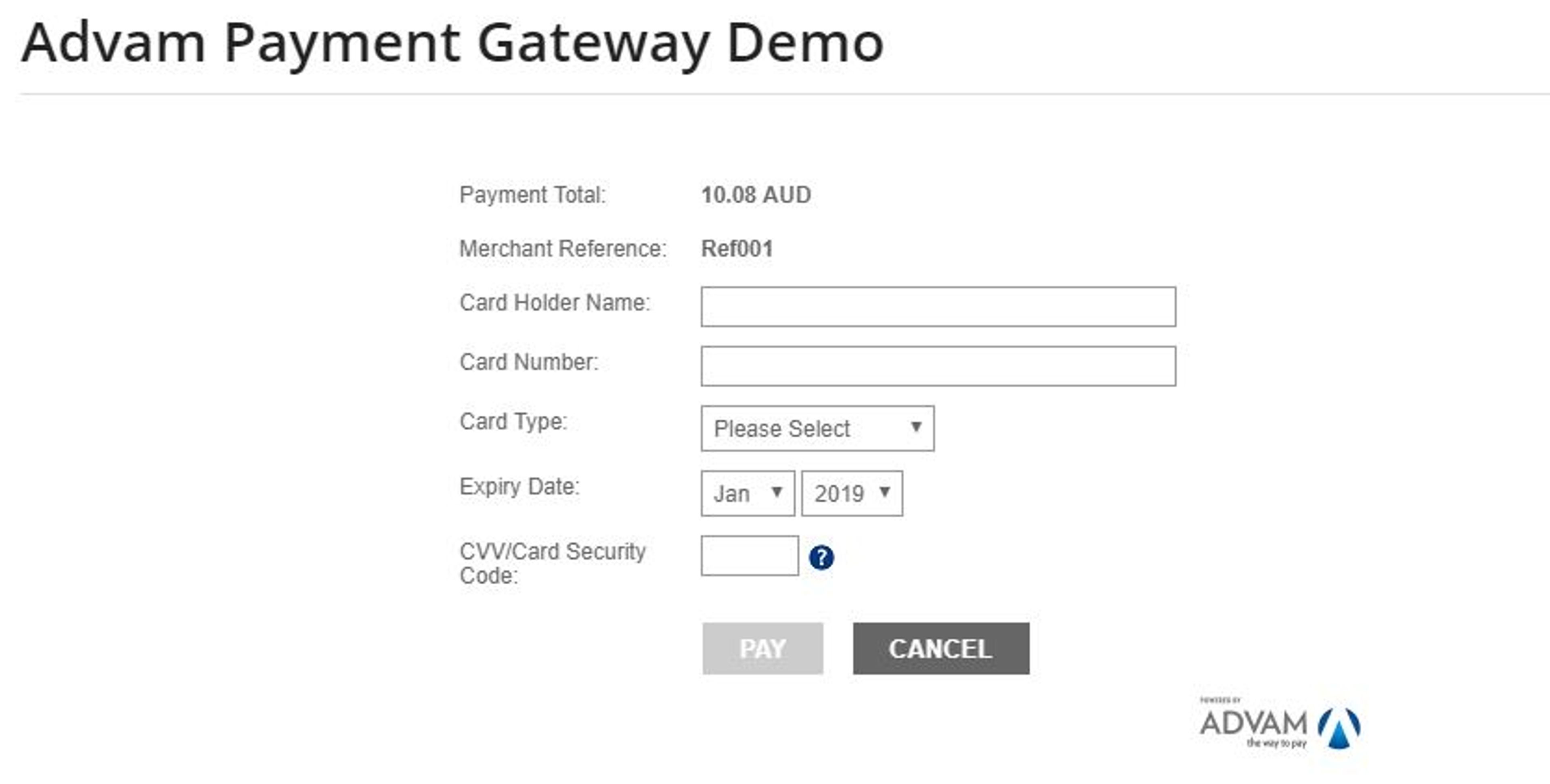 ADVAM Payment Gateway Component Plugin screenshot 1