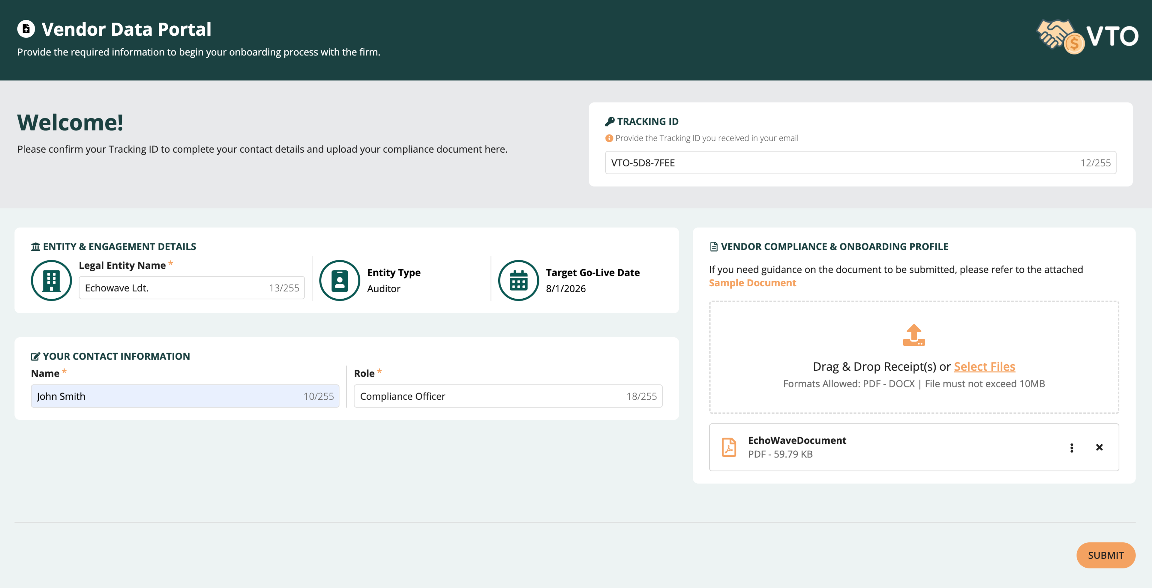 Vendor and Third Party Onboarding screenshot 1
