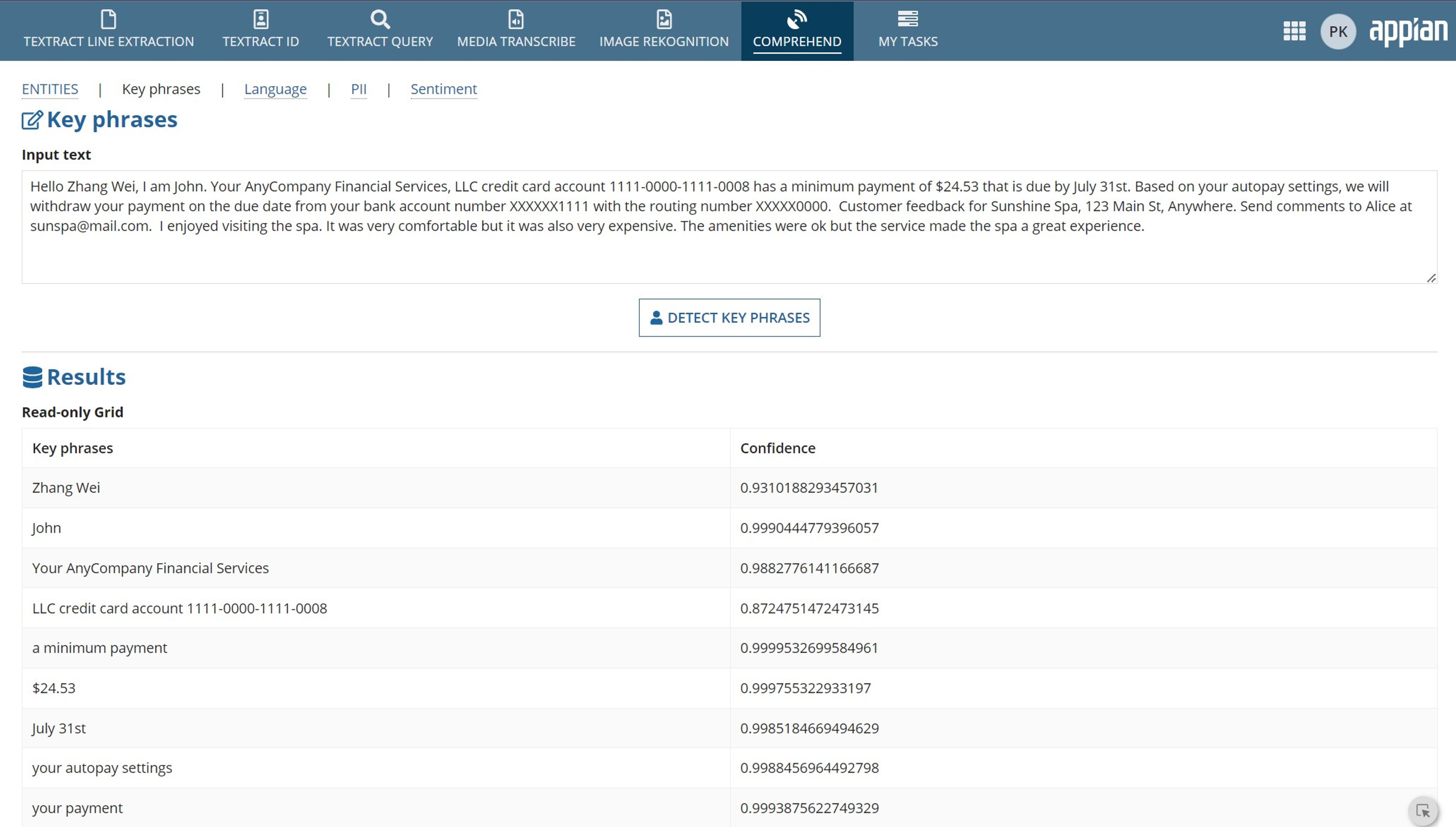 AWS Document Understanding Reference App screenshot 7