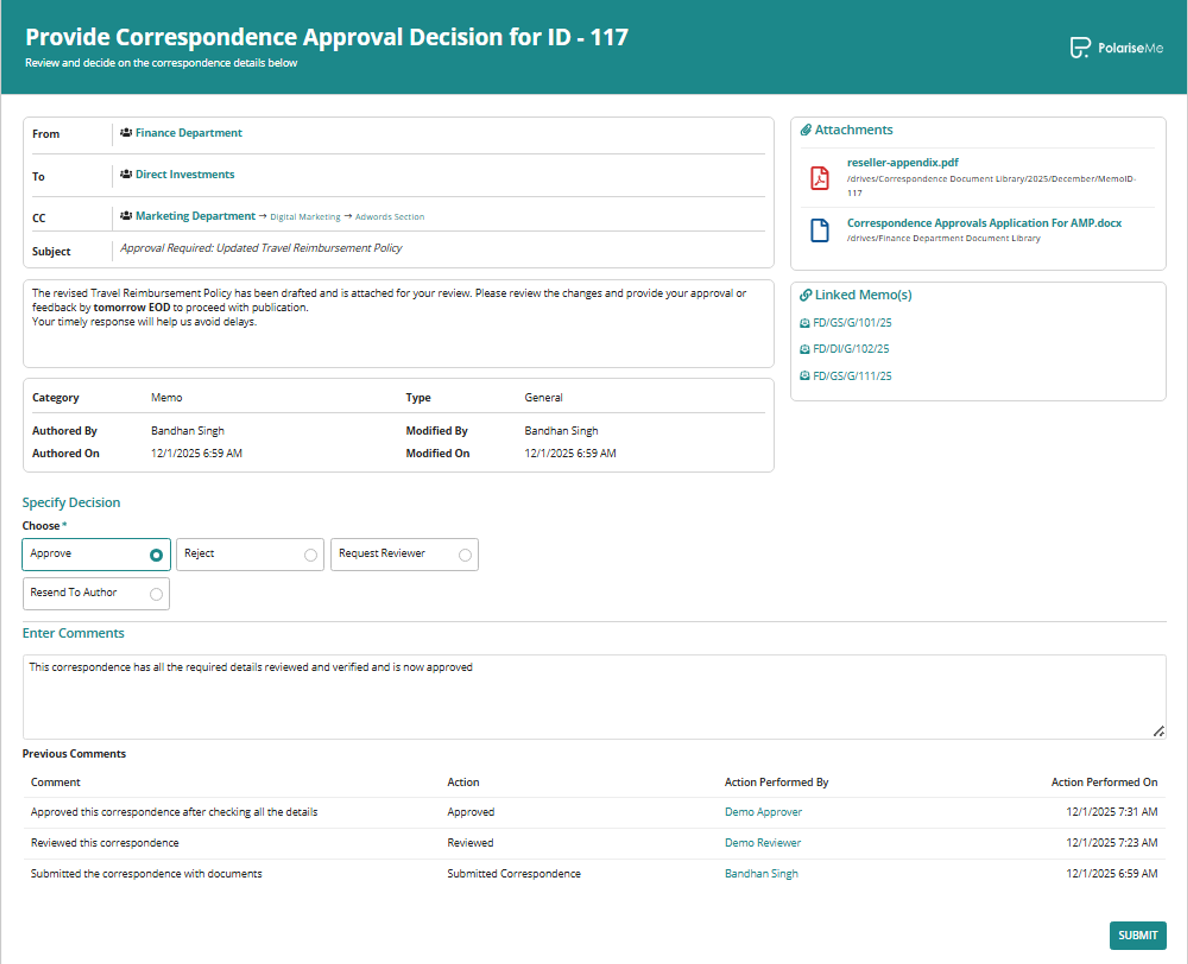Correspondence Center screenshot 5