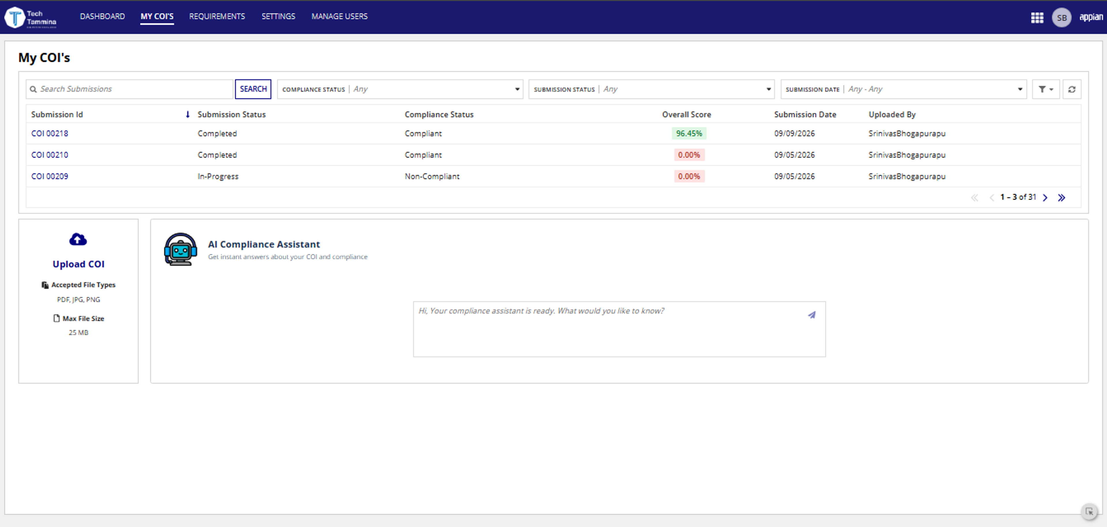 COI Compliance And Management screenshot 2