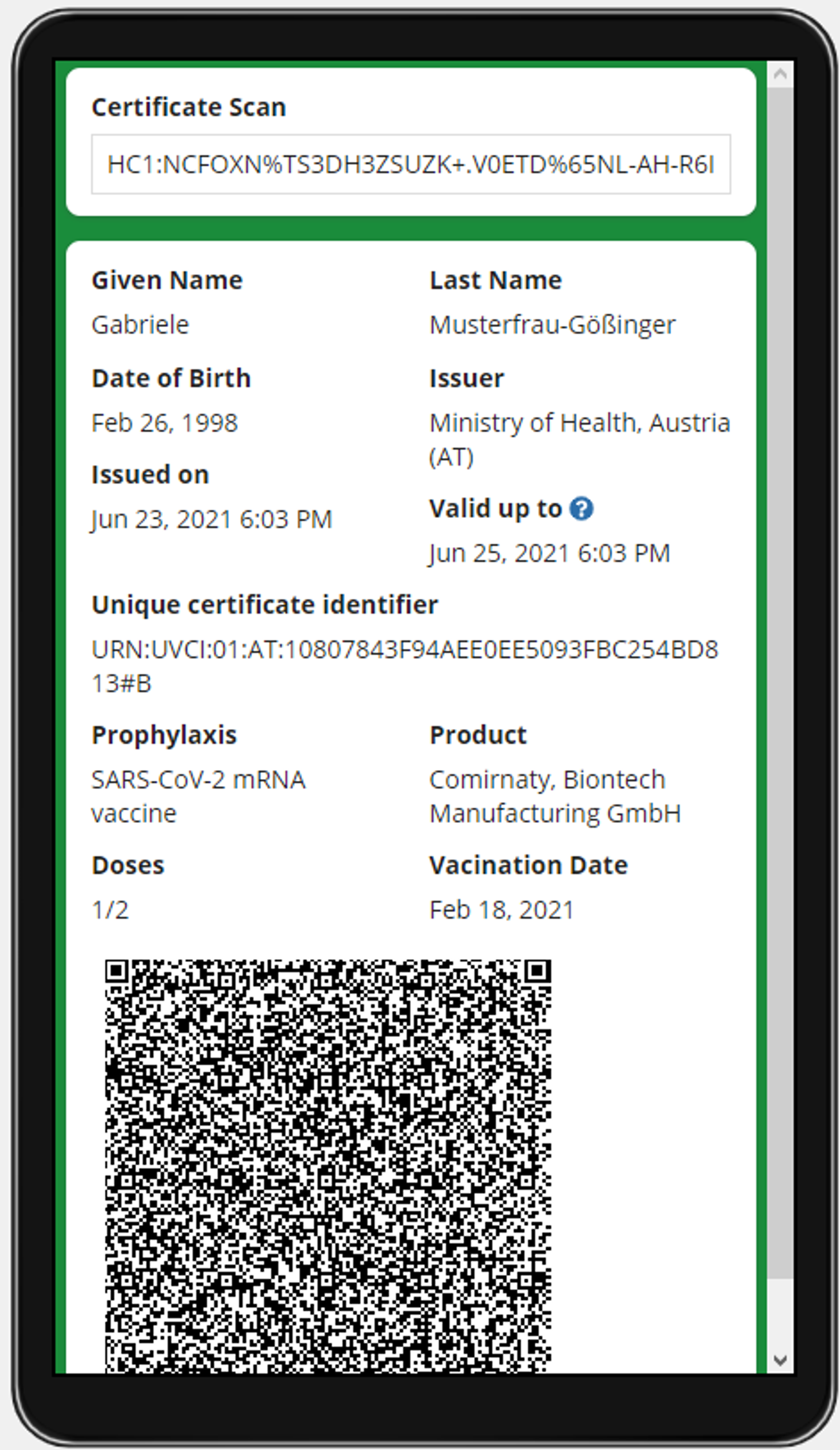 EU COVID-19 Digital Certificate screenshot 1