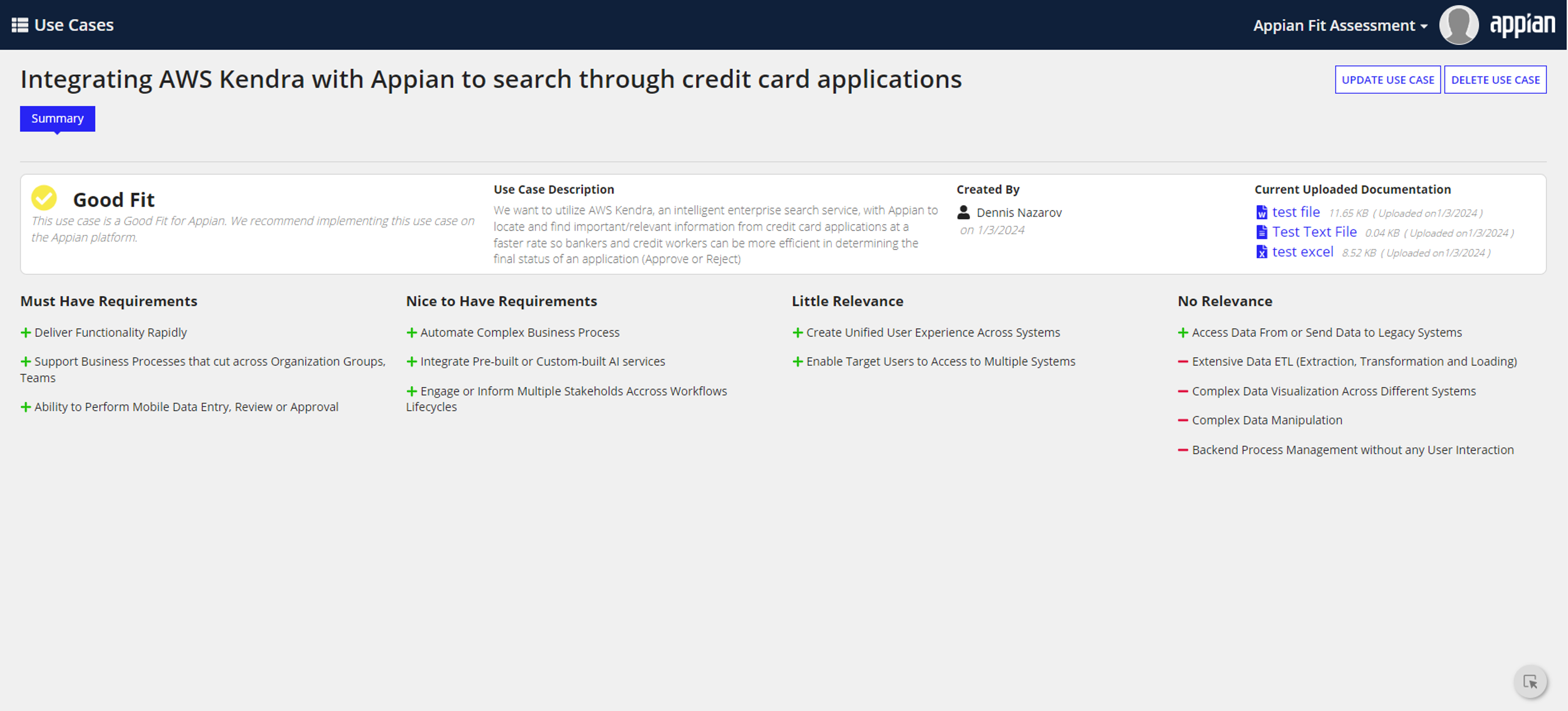Appian Fit Assessment screenshot 7