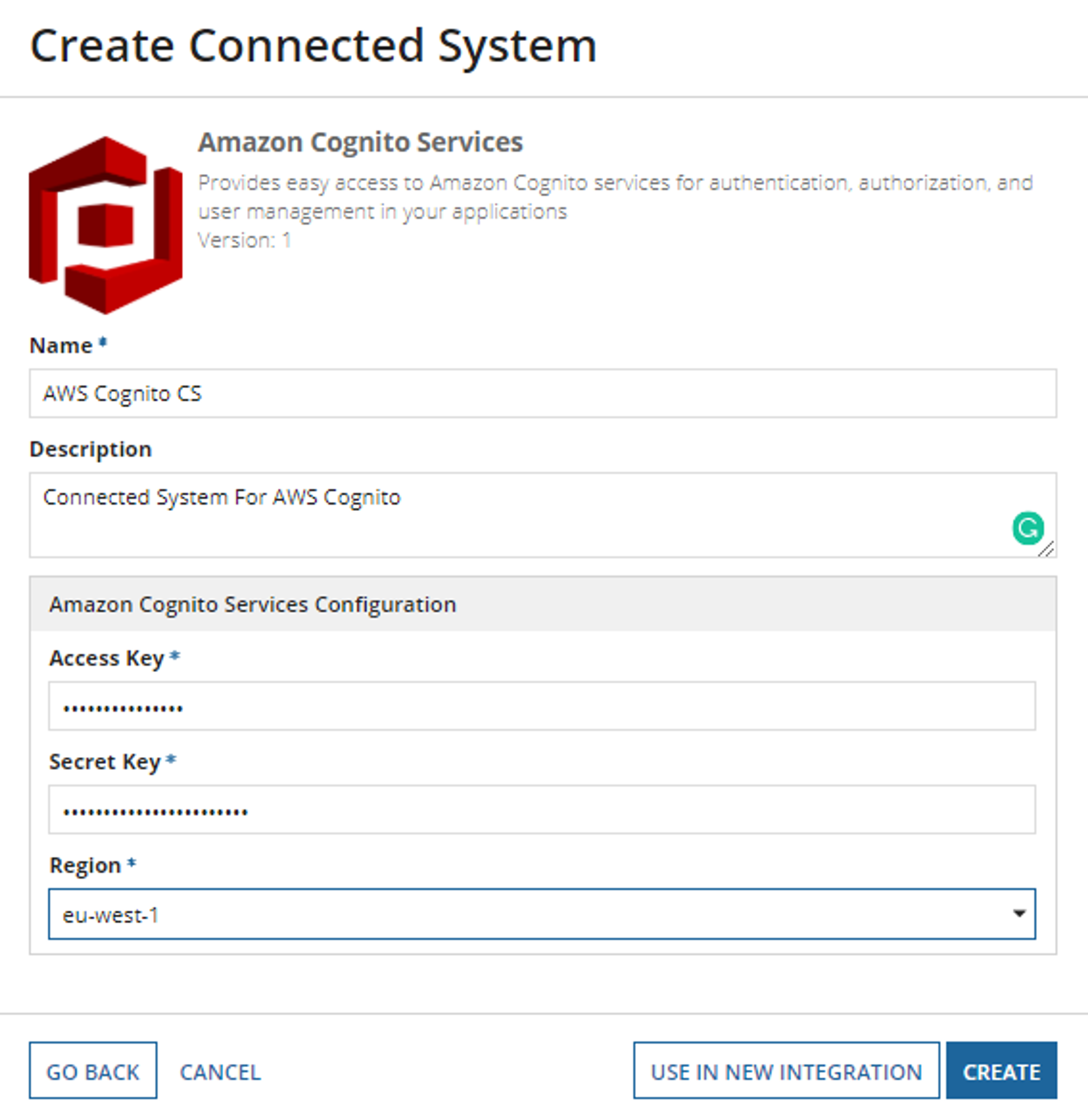 Amazon Cognito Connected System screenshot 1