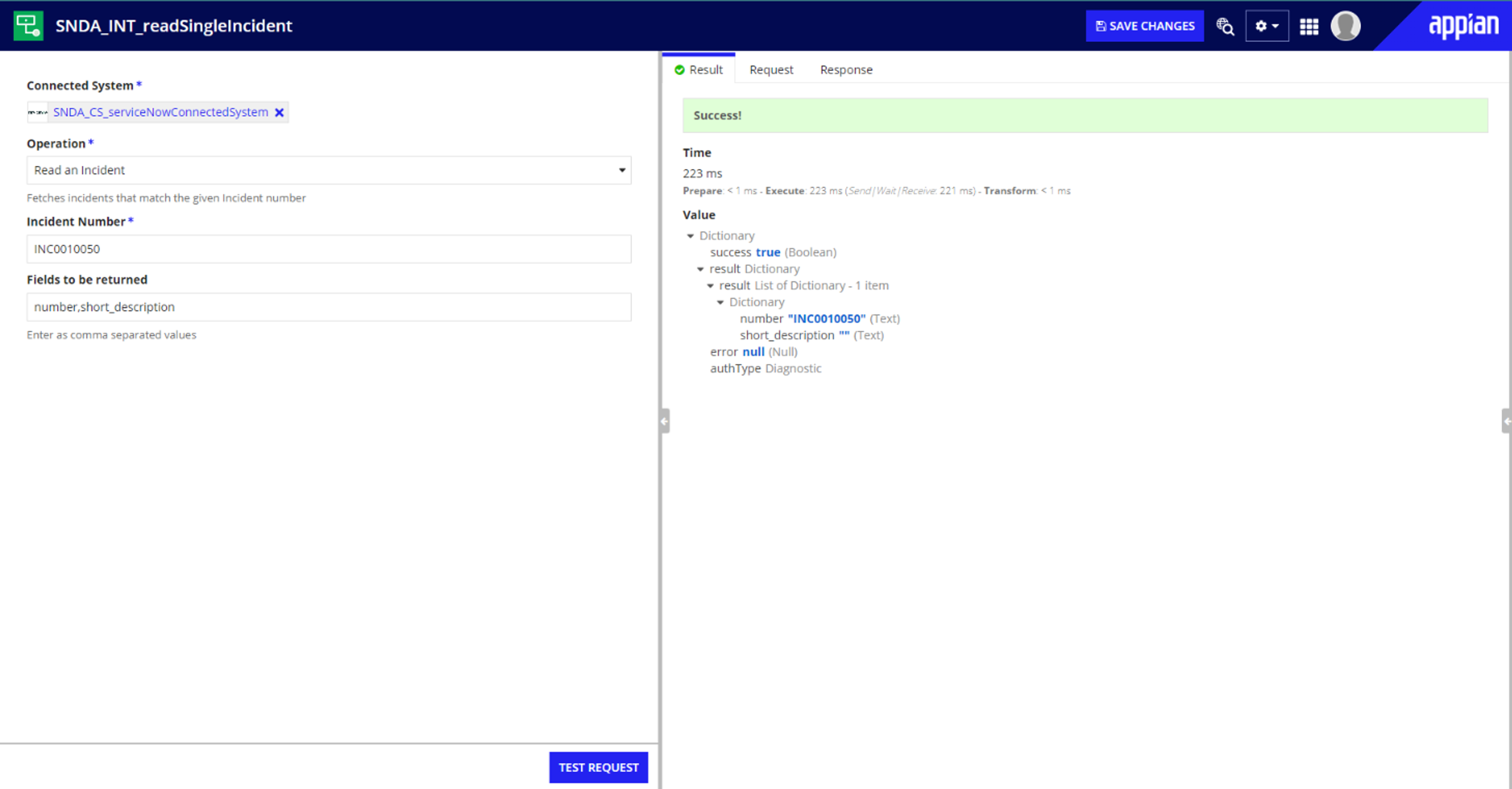 Service Now Connected System screenshot 2