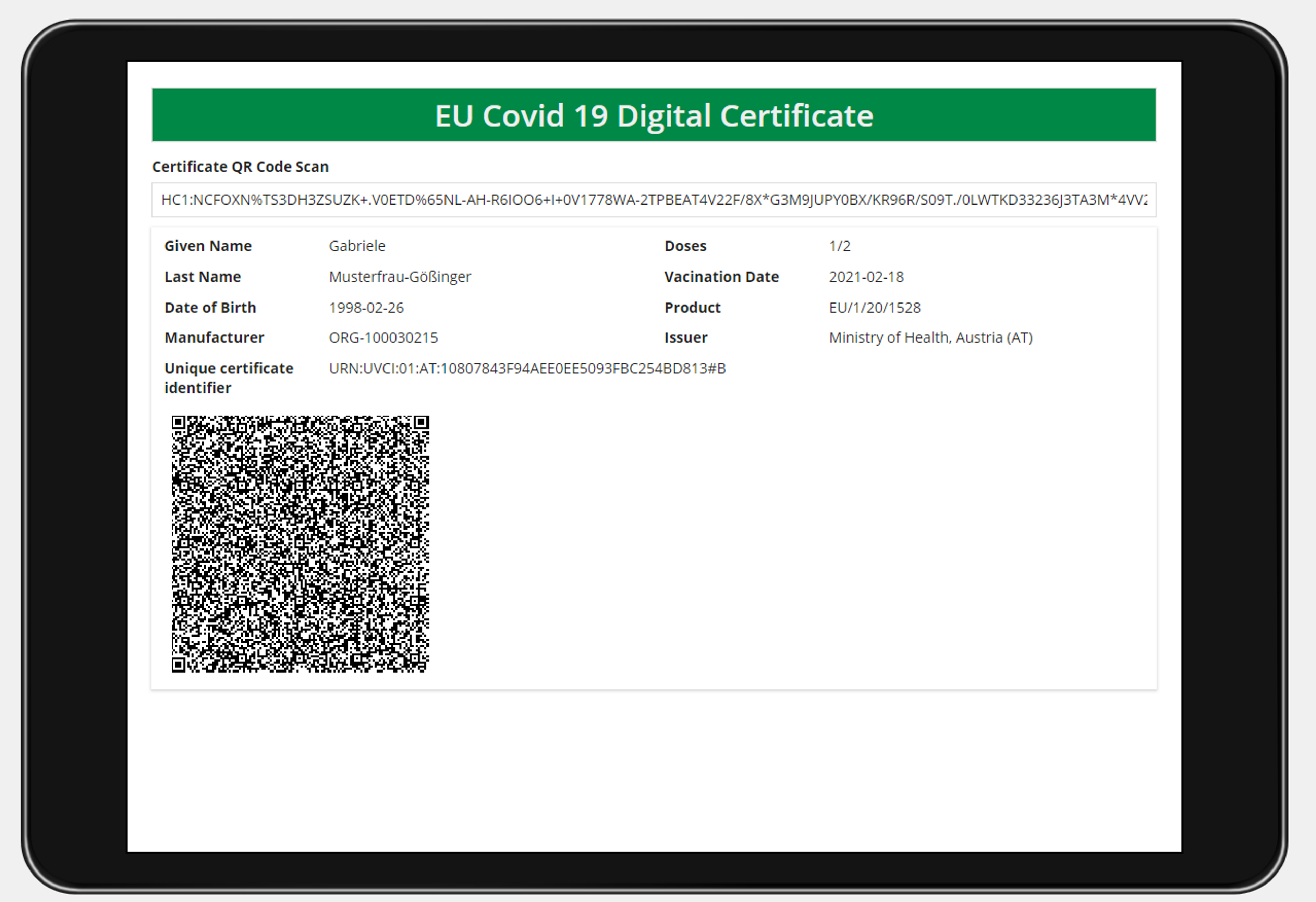 EU COVID-19 Digital Certificate screenshot 2