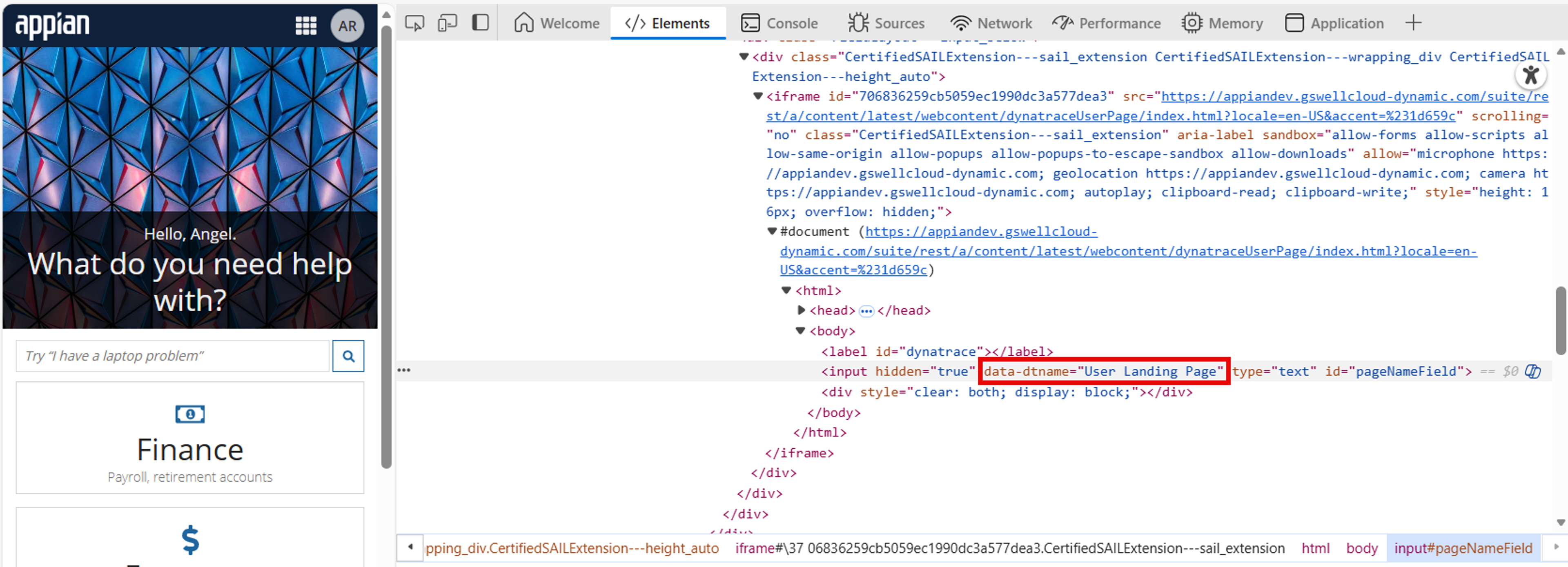 Component Plug-in Dynatrace Page Action Names screenshot 2