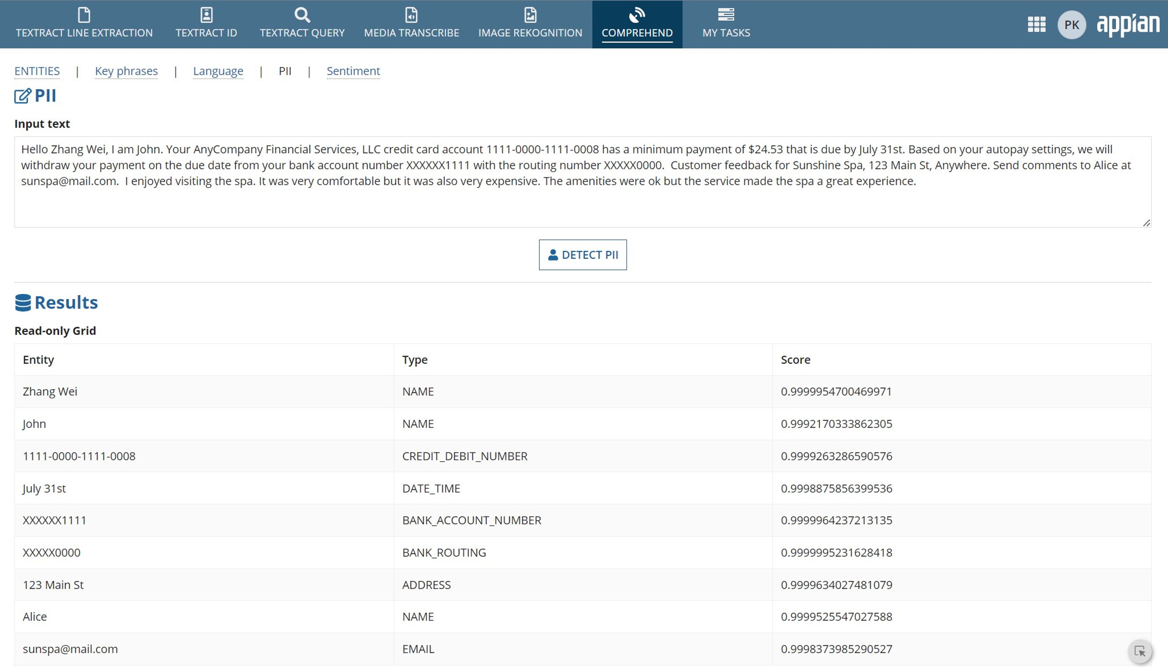 AWS Document Understanding Reference App screenshot 8