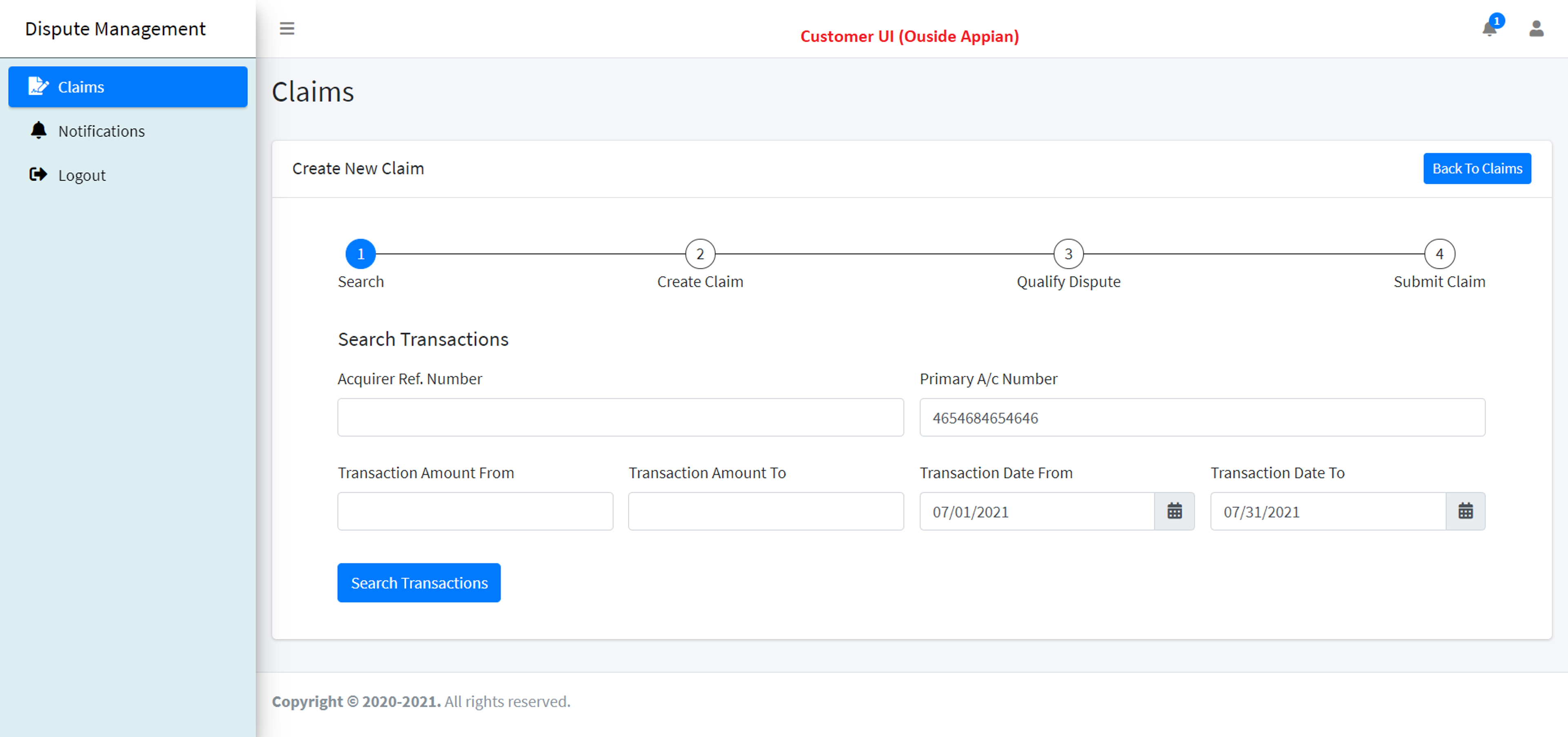 Self Service for Dispute Management (SSDM) screenshot 1