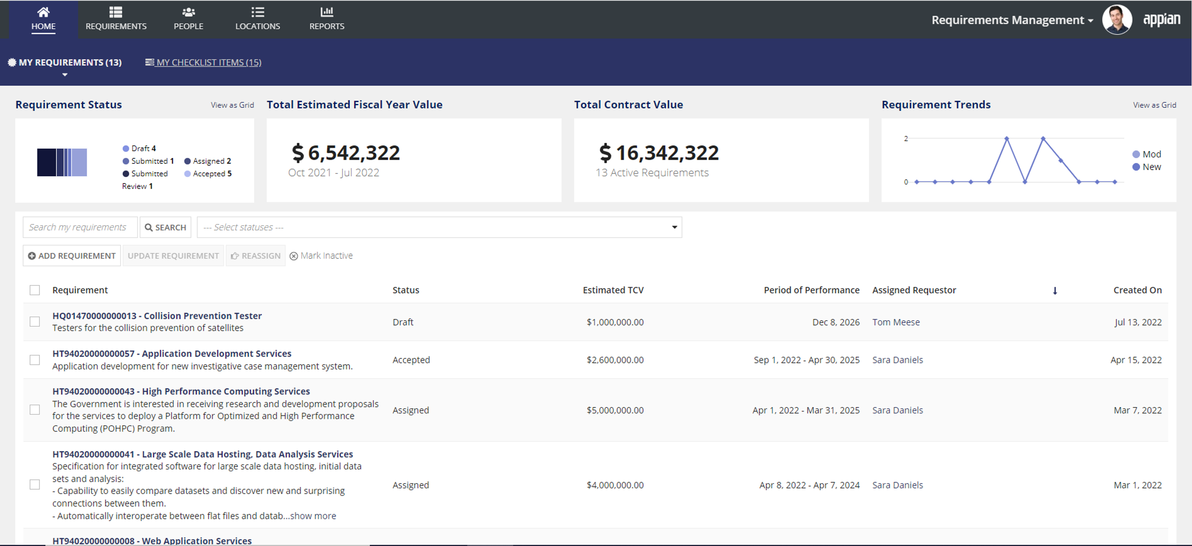 Requirements Management screenshot 1