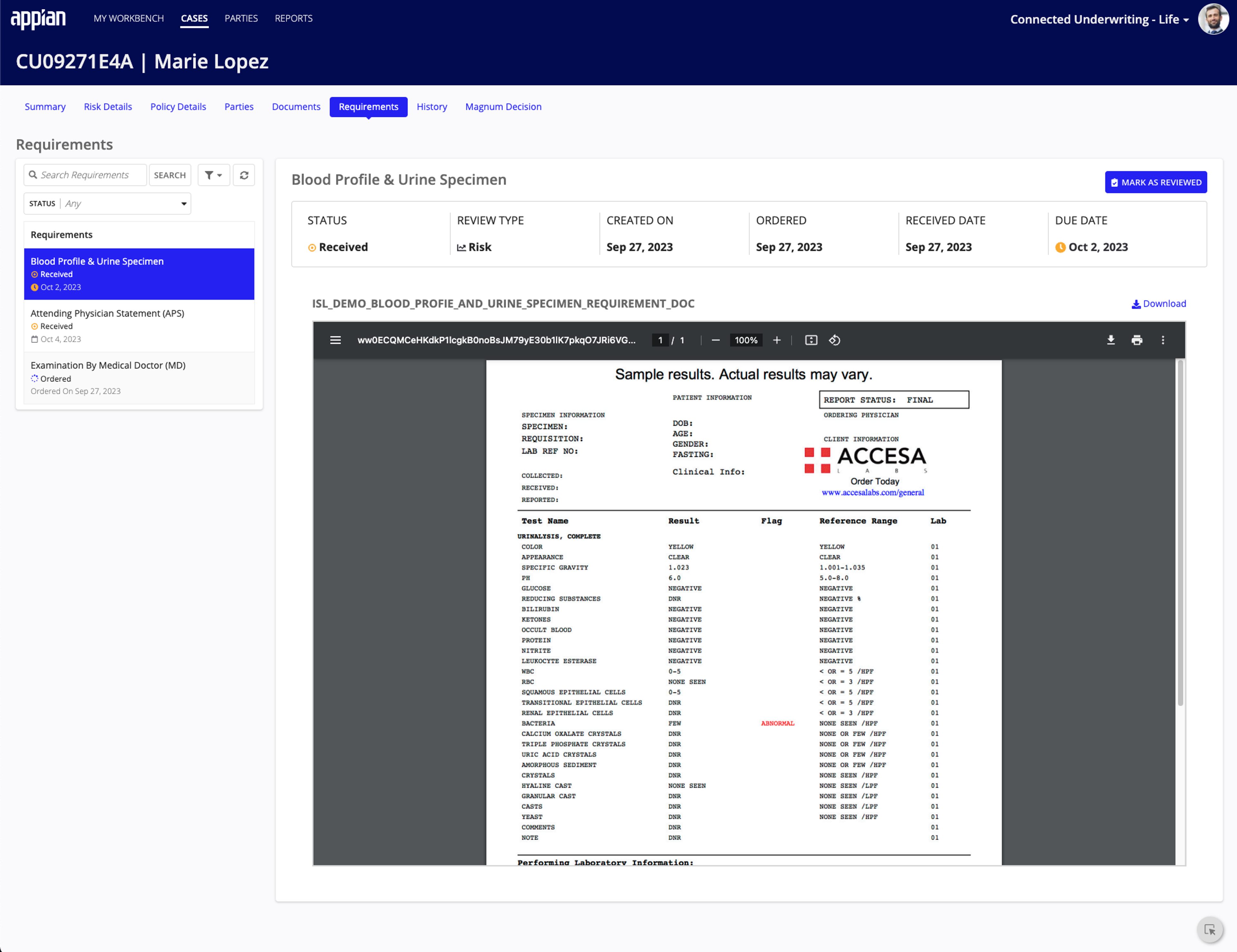Appian Connected Underwriting Life Workbench screenshot 3