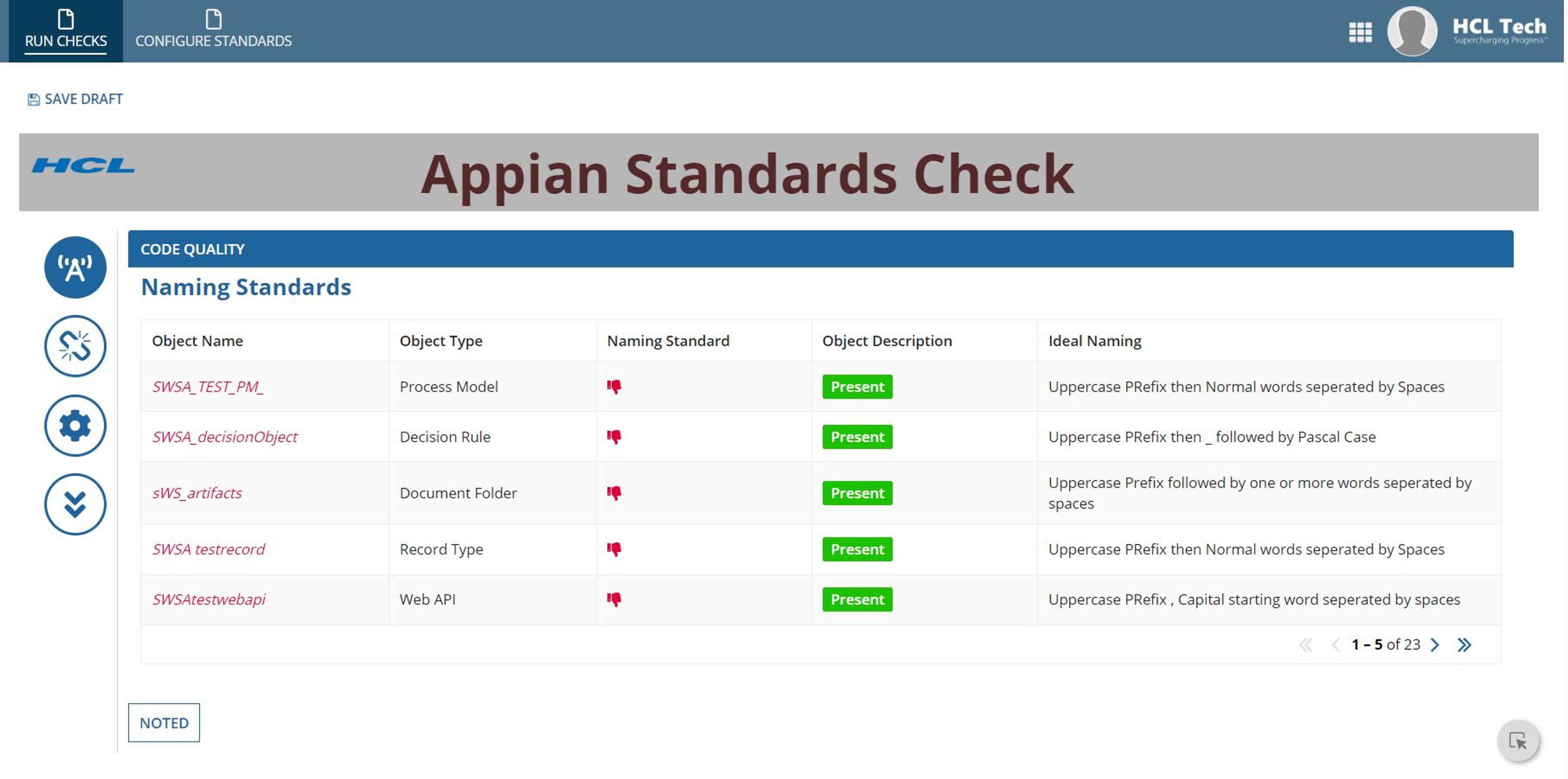 HCLTECHAppianCodeQualityTool screenshot 2