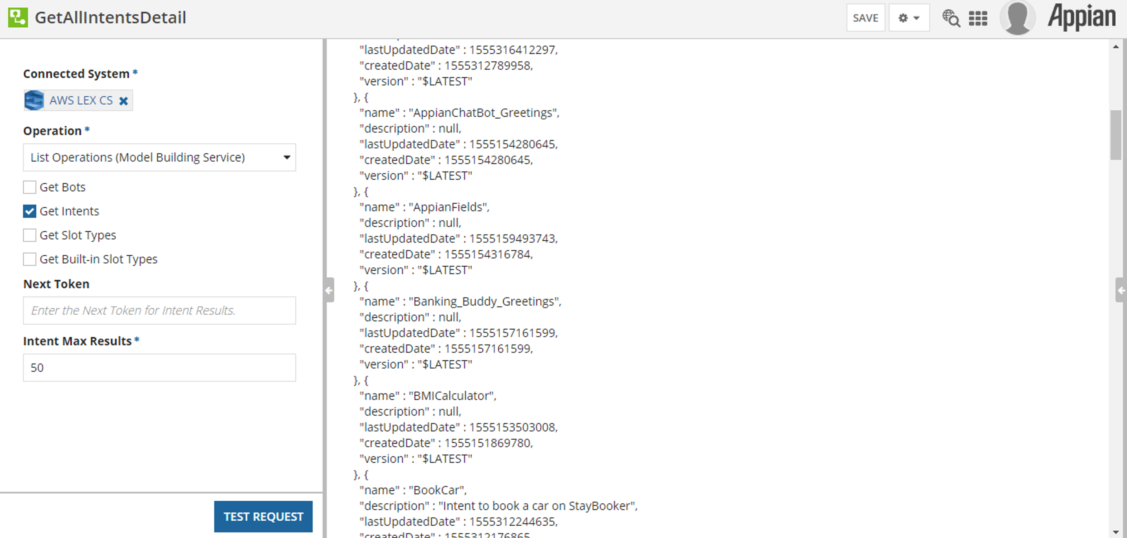 Amazon Lex Connected System Plug-in screenshot 3