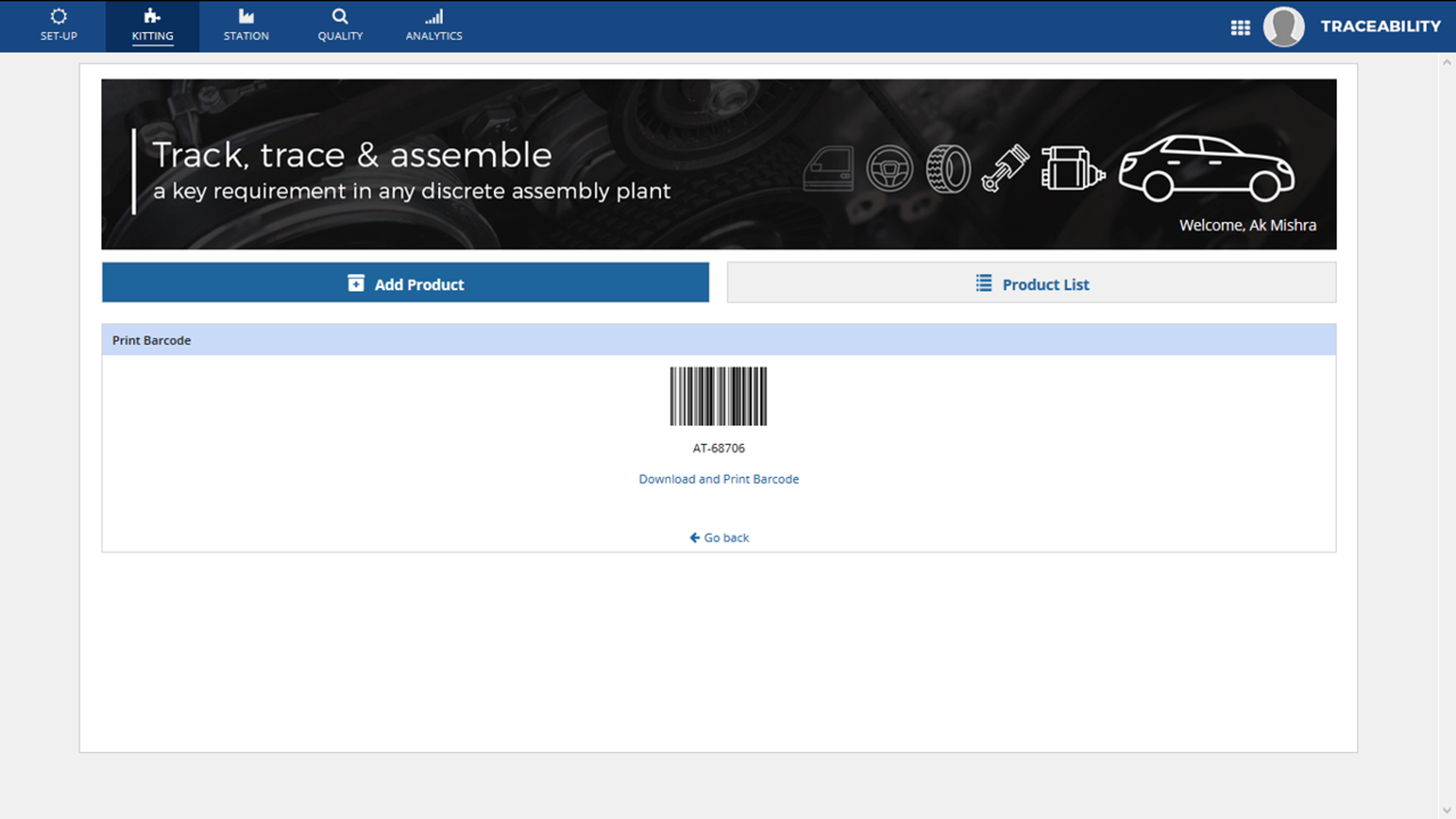 Traceability screenshot 2