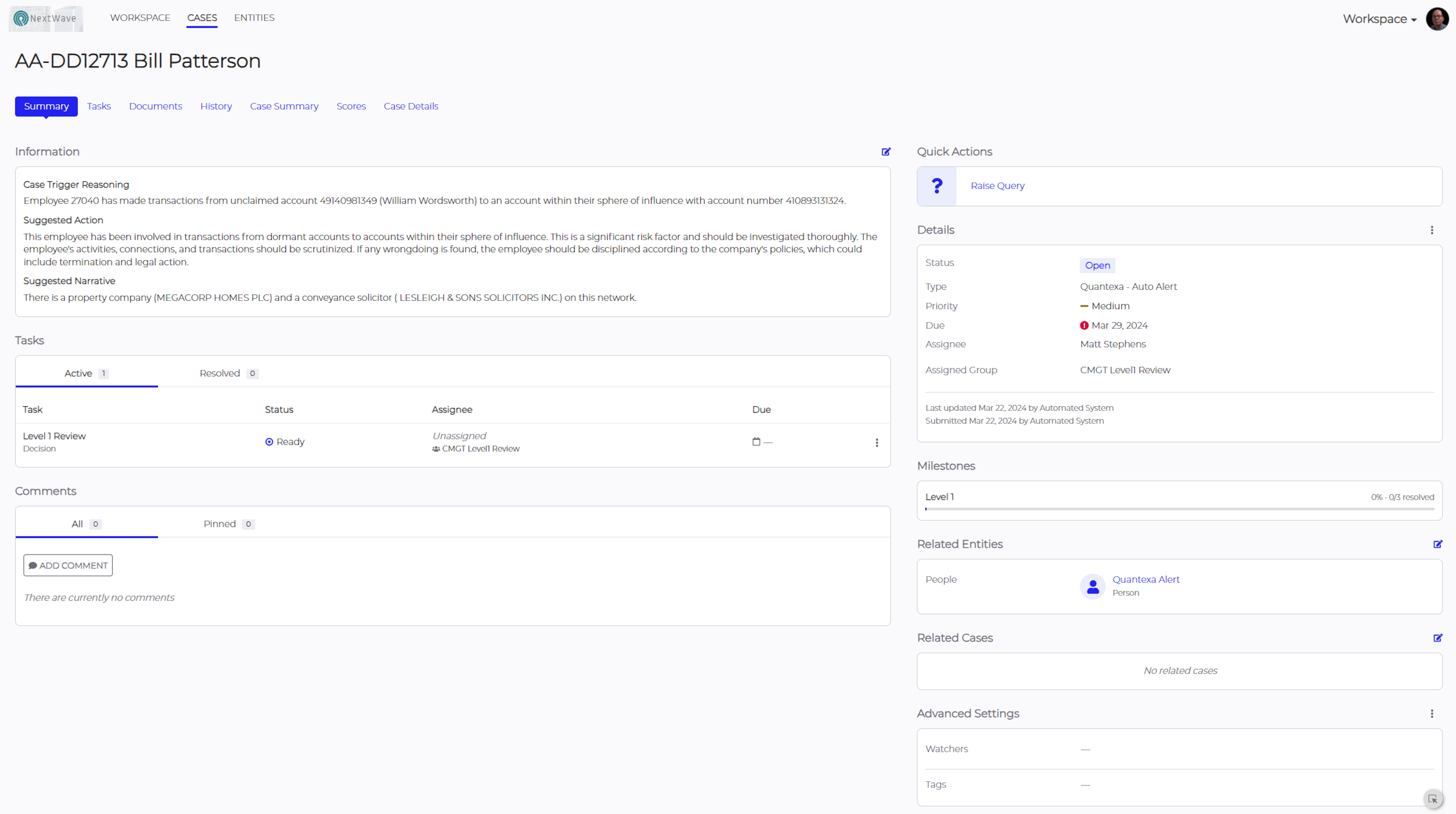 Quantexa Case Manager screenshot 2