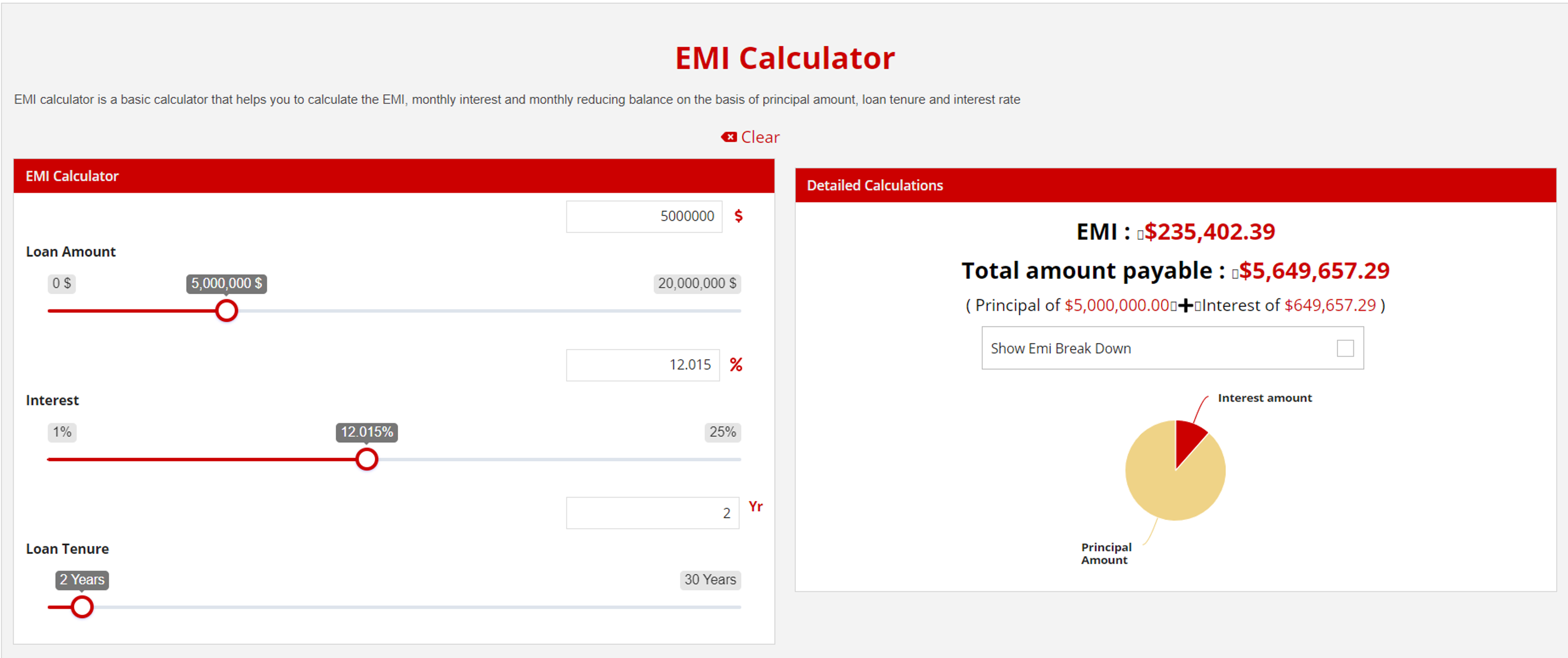 EMI Calculator screenshot 2