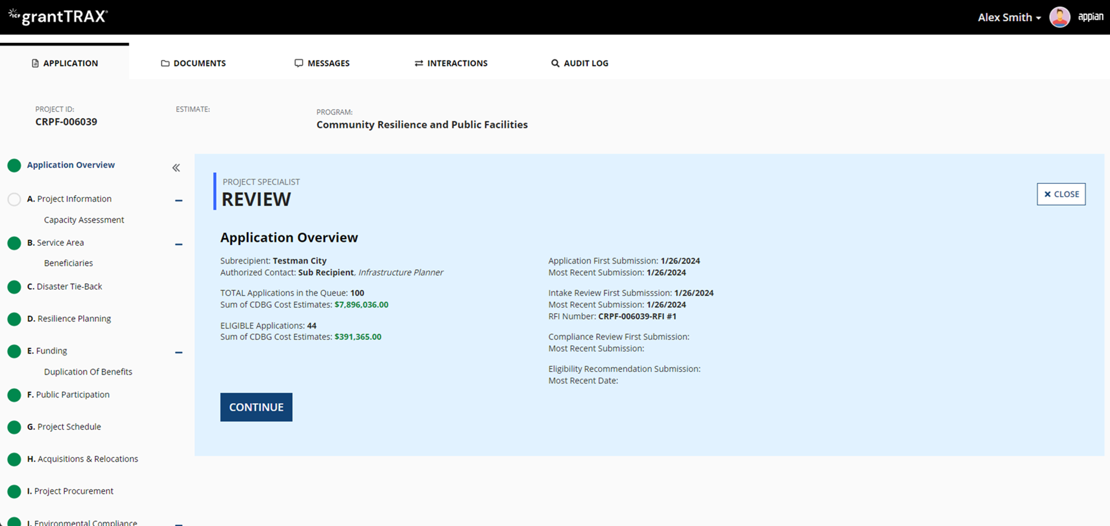 ICF grantTRAX screenshot 6