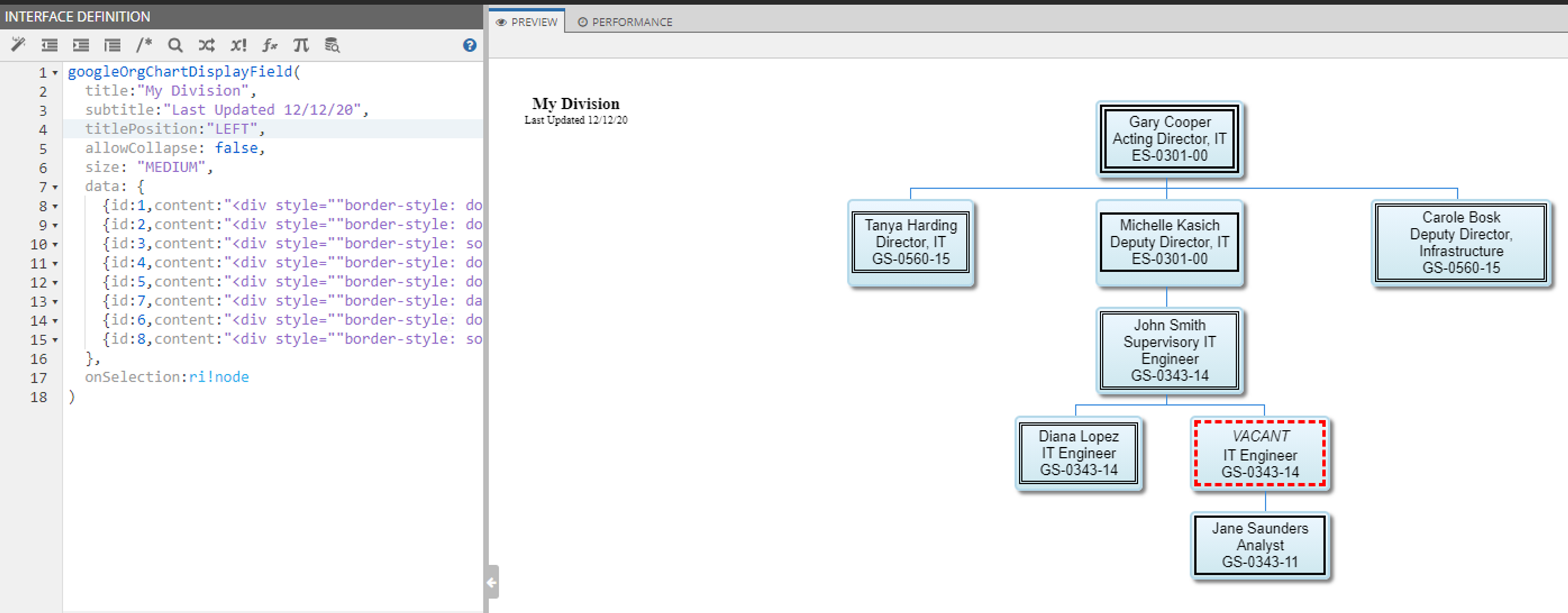 googleOrgChartDisplayField screenshot 2